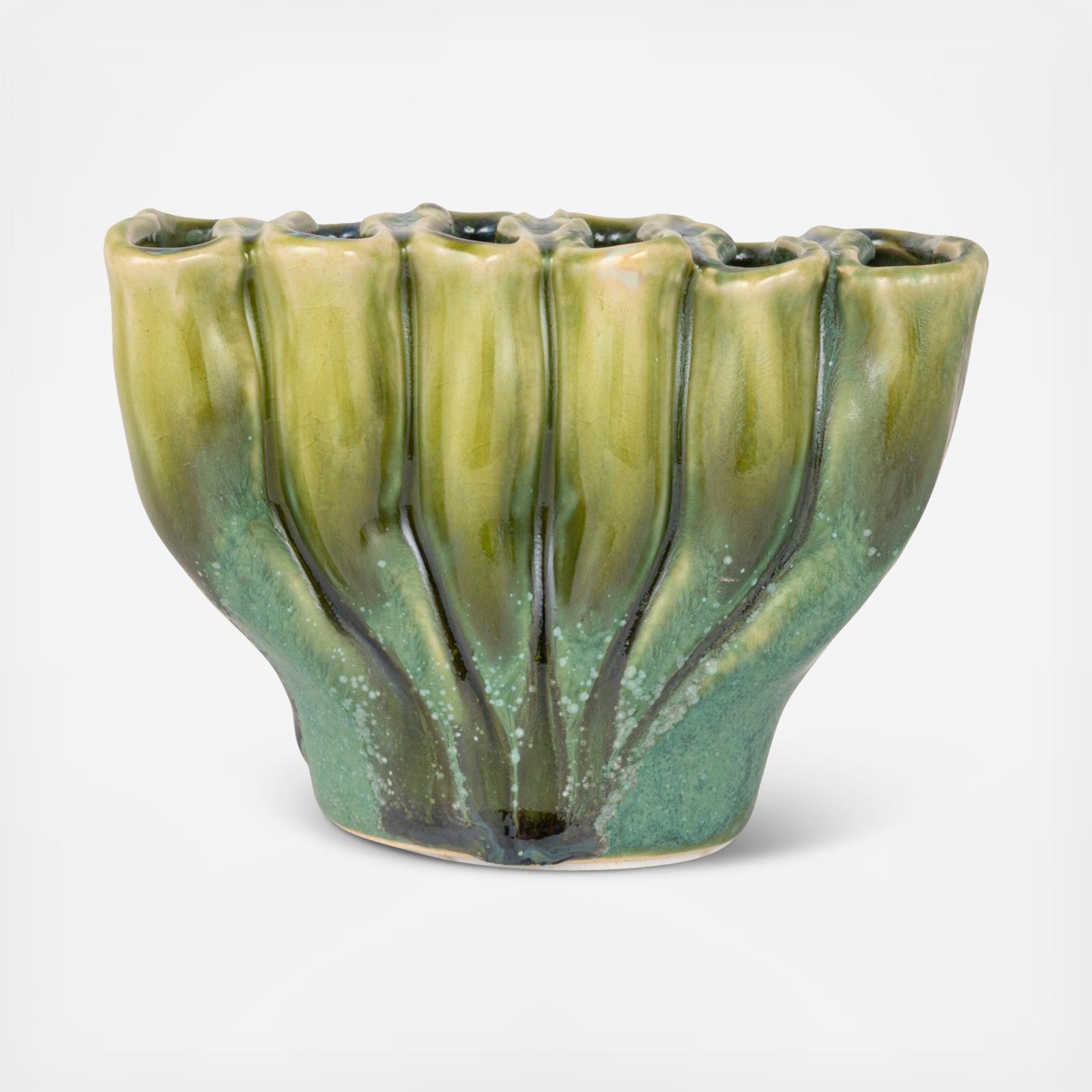 6-Section Sculptural Vase with Reactive Glaze