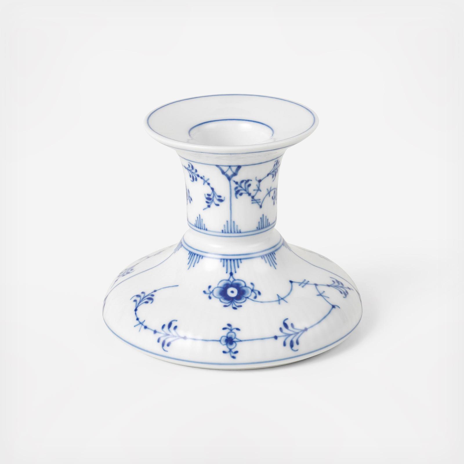 Blue Fluted Plain Candle Holder 2 Blue Fluted Plain Candle Holder