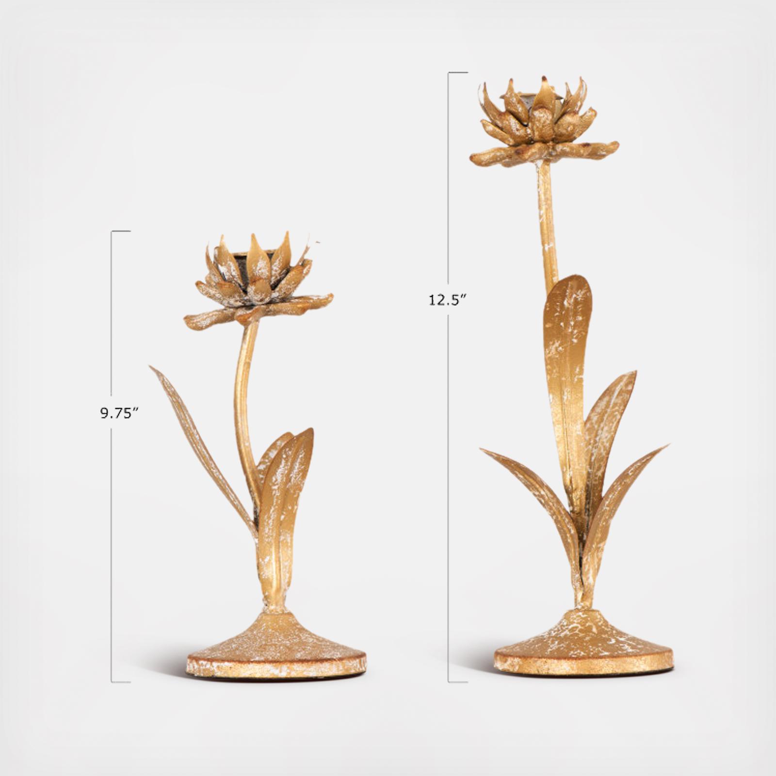 Distressed Metal 2-Piece Taper Candle Holder Set 6 Distressed Metal 2-Piece Taper Candle Holder Set