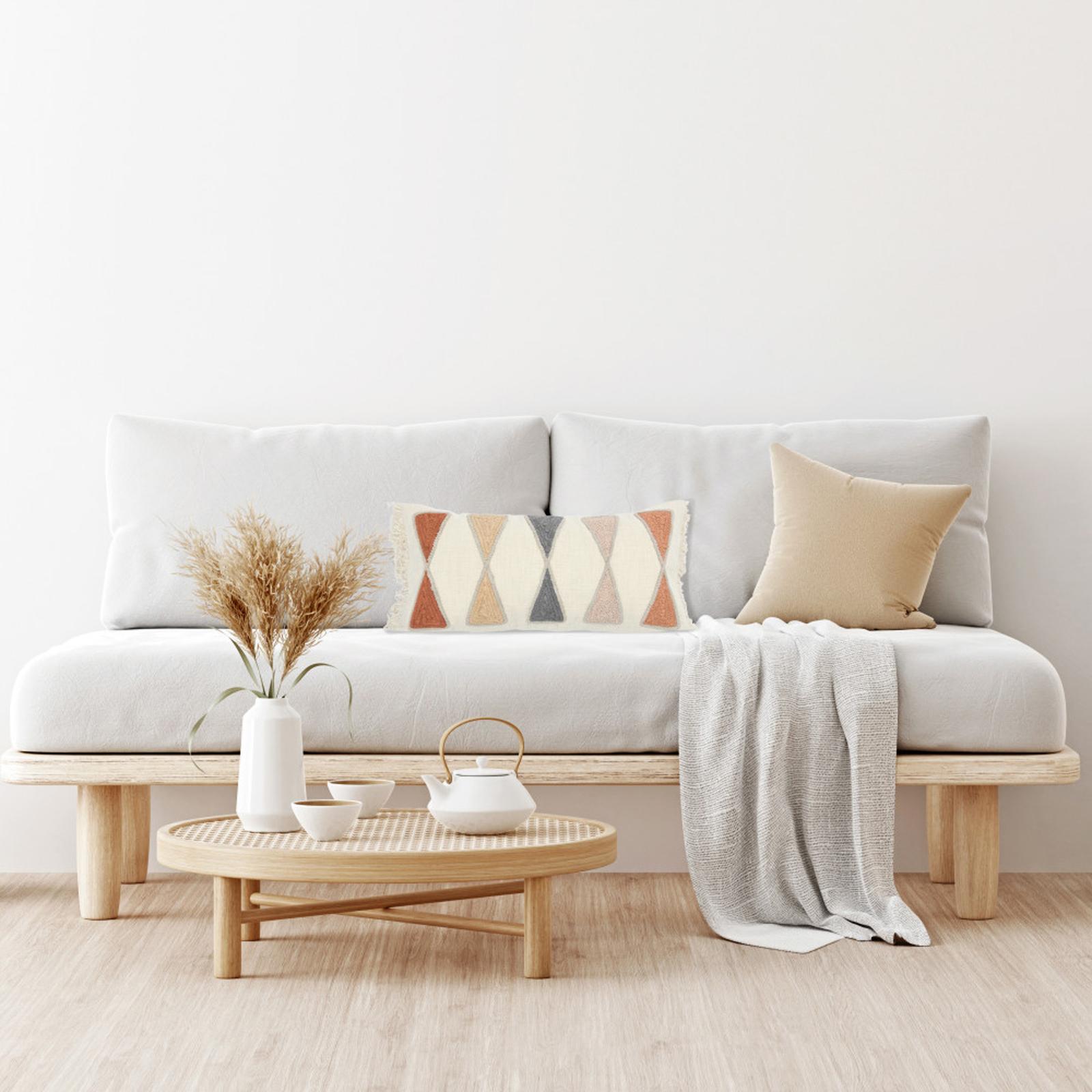 Embroidered Fringe Lumbar Throw Pillow 6 Embroidered Fringe Lumbar Throw Pillow