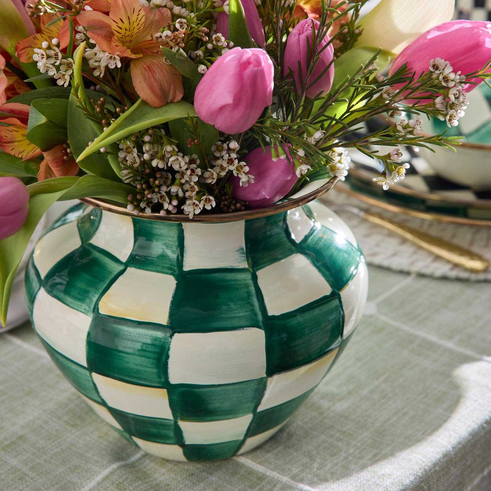 Emerald Check Stainless Steel Vase 1 Emerald Check Stainless Steel Vase