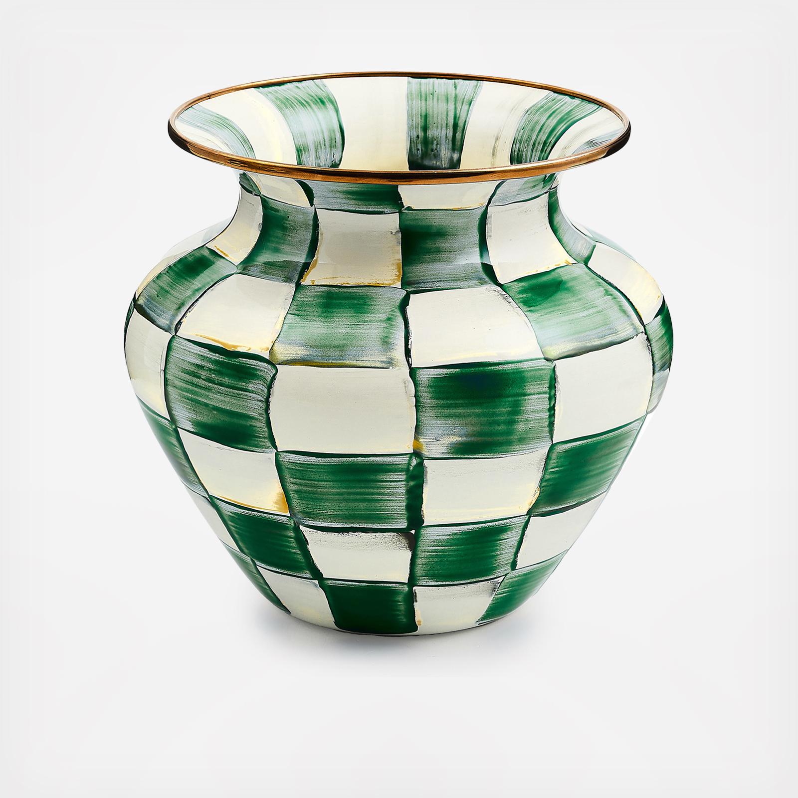 Emerald Check Stainless Steel Vase 2 Emerald Check Stainless Steel Vase
