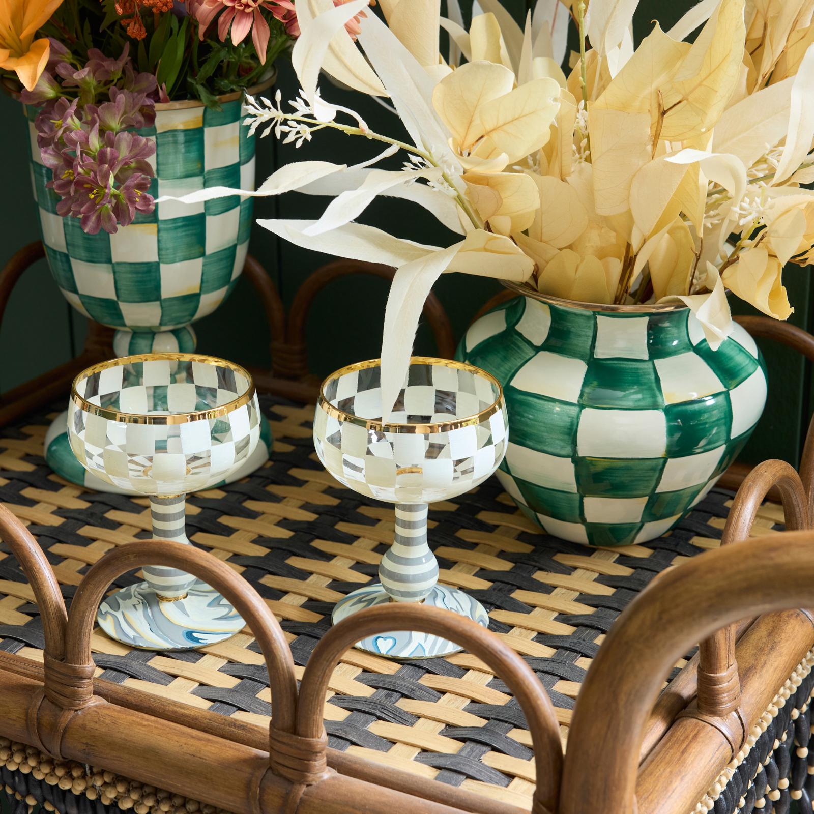 Emerald Check Stainless Steel Vase 3 Emerald Check Stainless Steel Vase