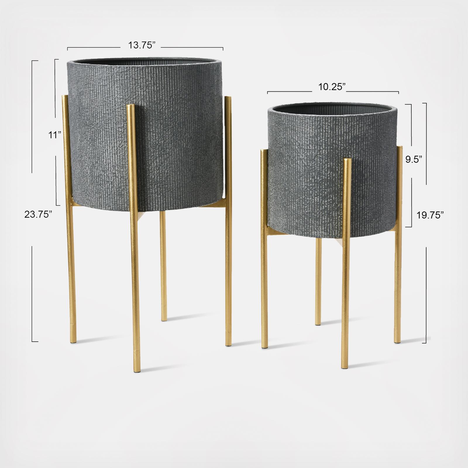 Modern Boho Embossed 4-Piece Metal Planter Set 5 Modern Boho Embossed 4-Piece Metal Planter Set