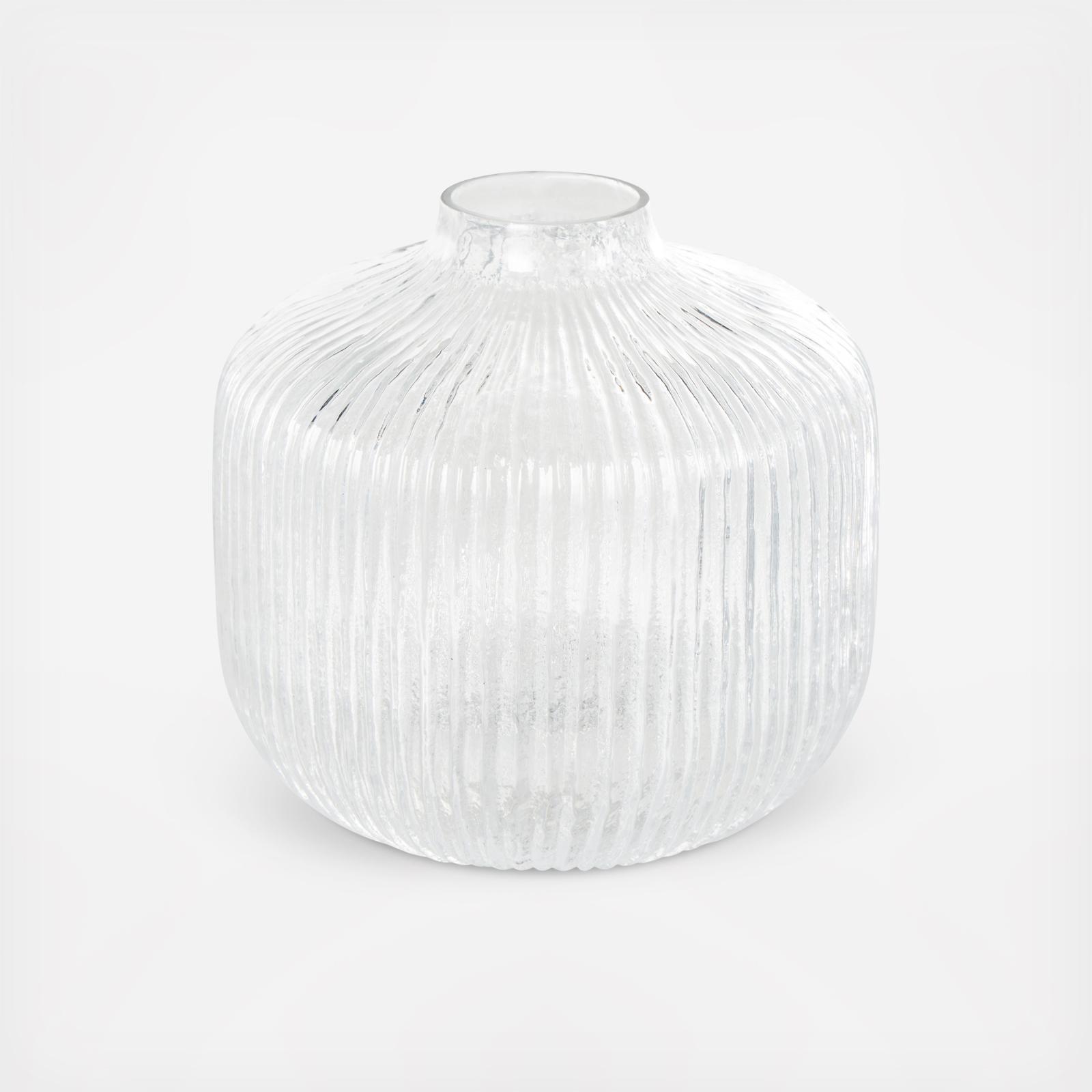 Ribbed Glass Fluted Short Vase 2 Ribbed Glass Fluted Short Vase