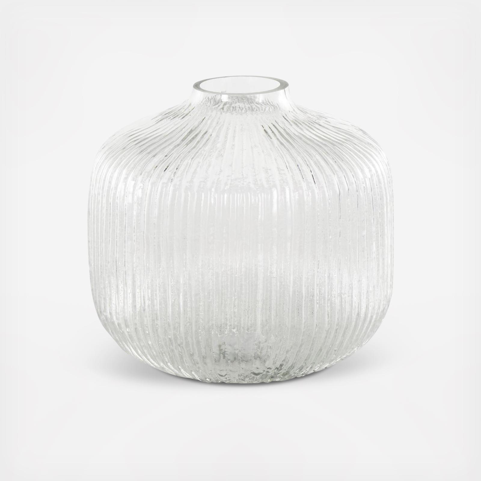 Ribbed Glass Fluted Short Vase 3 Ribbed Glass Fluted Short Vase