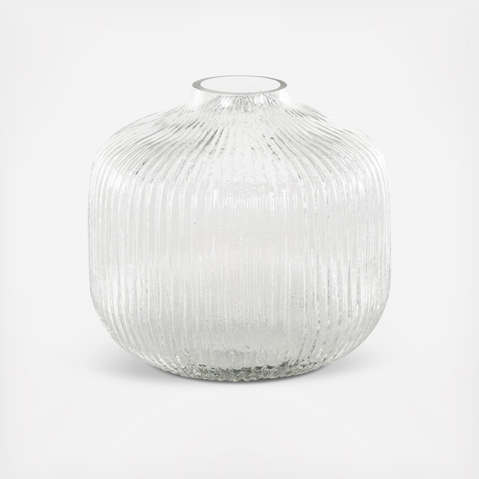 Ribbed Glass Fluted Short Vase 4 Ribbed Glass Fluted Short Vase