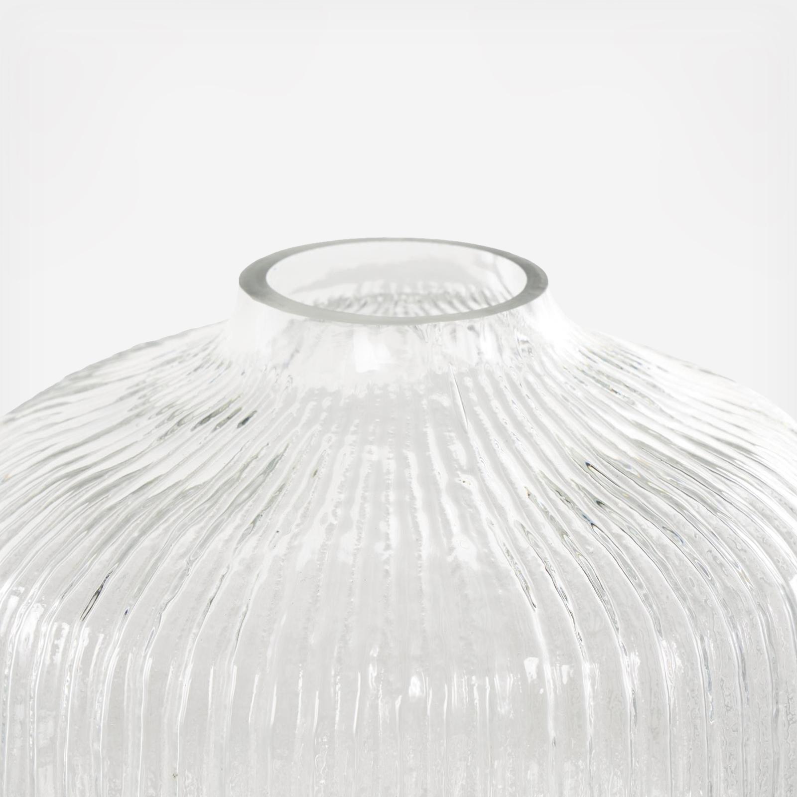Ribbed Glass Fluted Short Vase 8 Ribbed Glass Fluted Short Vase