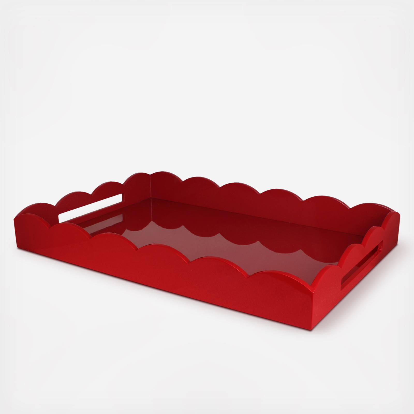 Scalloped Large Lacquered Ottoman Tray