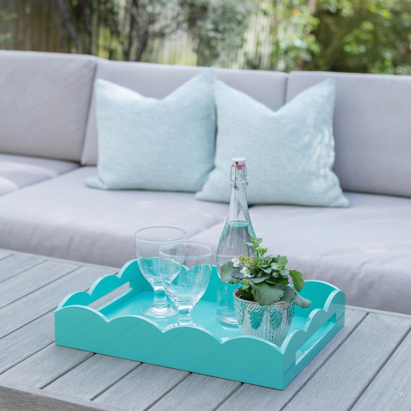 Scalloped Medium Lacquered Ottoman Tray 1 Scalloped Medium Lacquered Ottoman Tray