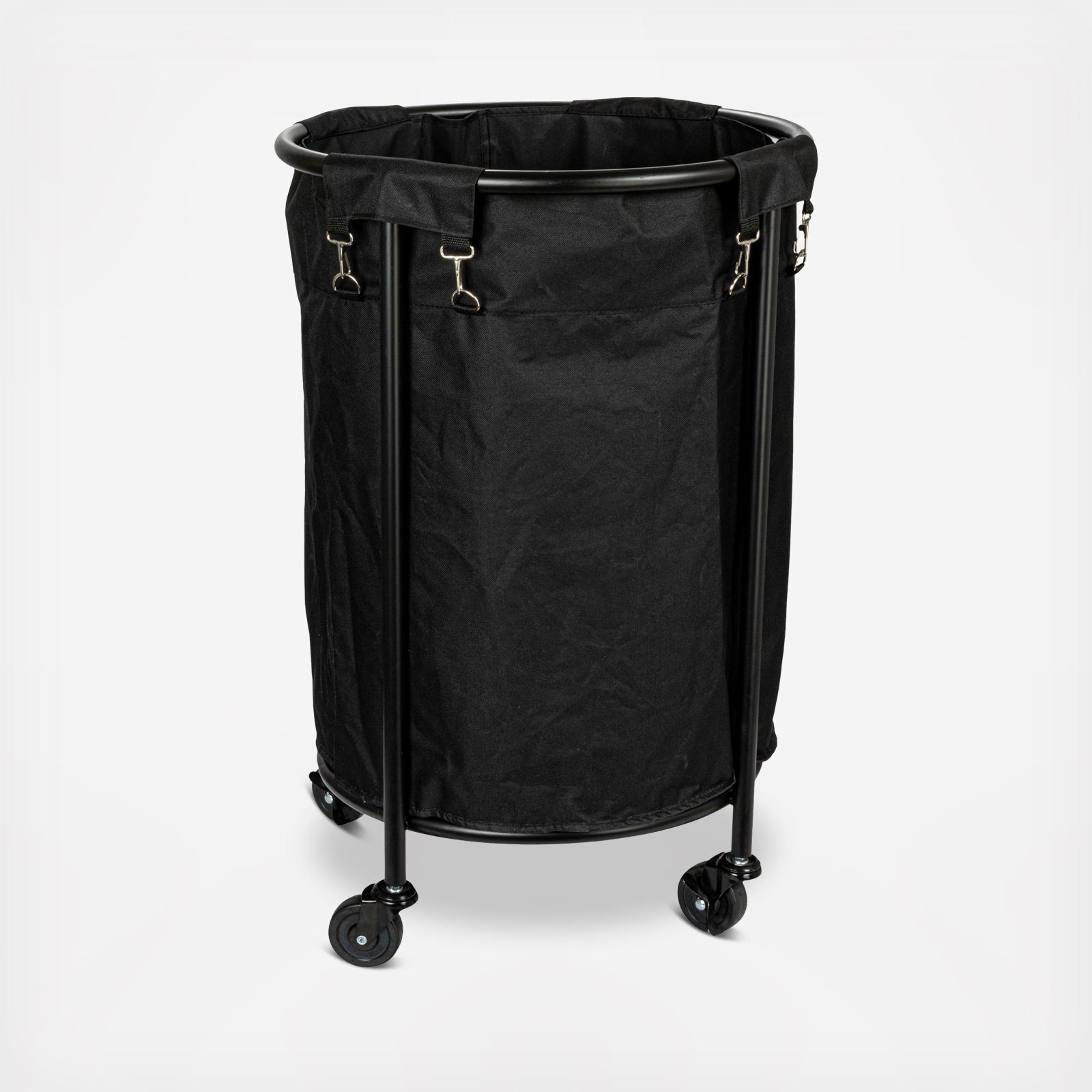 Round Metal Frame Laundry Hamper with Wheel 2 Round Metal Frame Laundry Hamper with Wheel