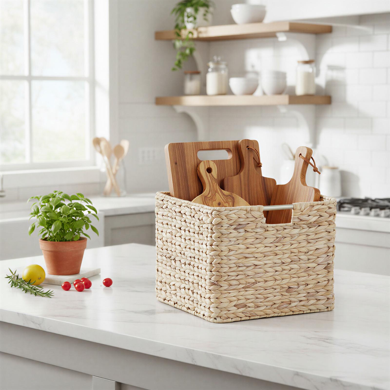 Square Wicker Basket with Handle 3 Square Wicker Basket with Handle