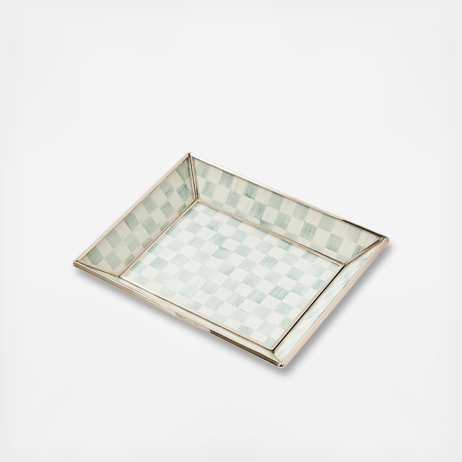 Sterling Check Small Glass Vanity Tray