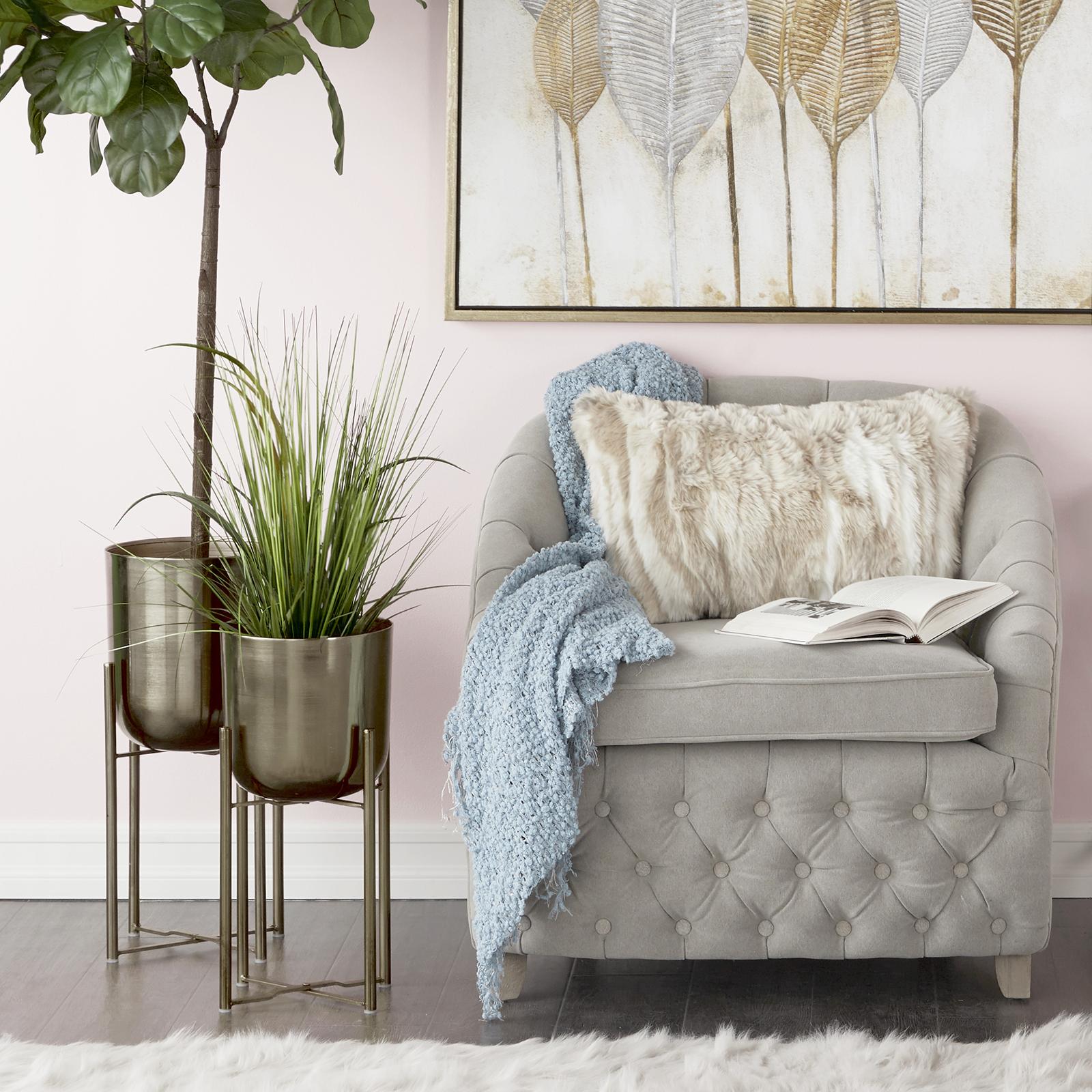 2-Piece Glam Round Planter Set with Stand