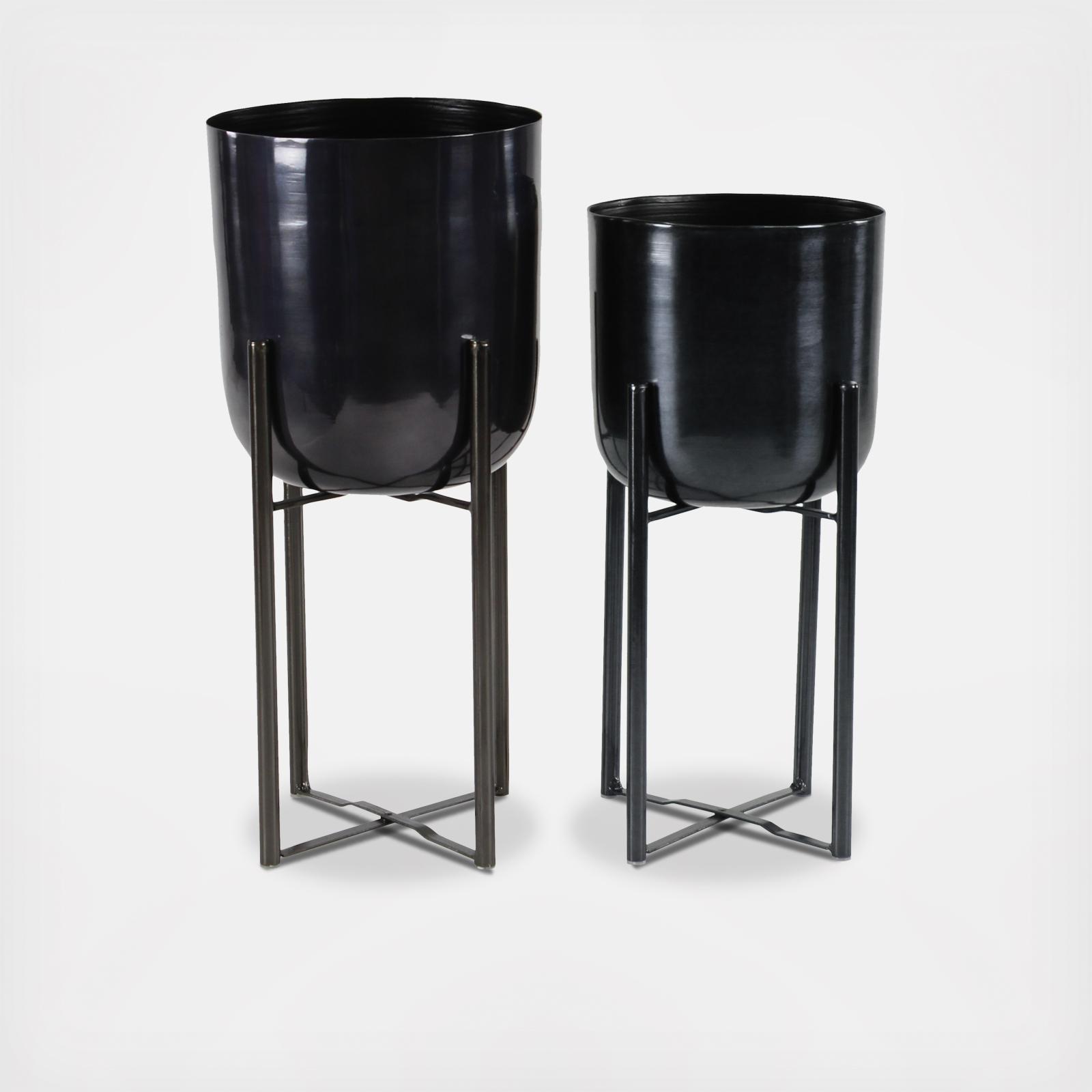 2-Piece Glam Round Planter Set with Stand 4 2-Piece Glam Round Planter Set with Stand