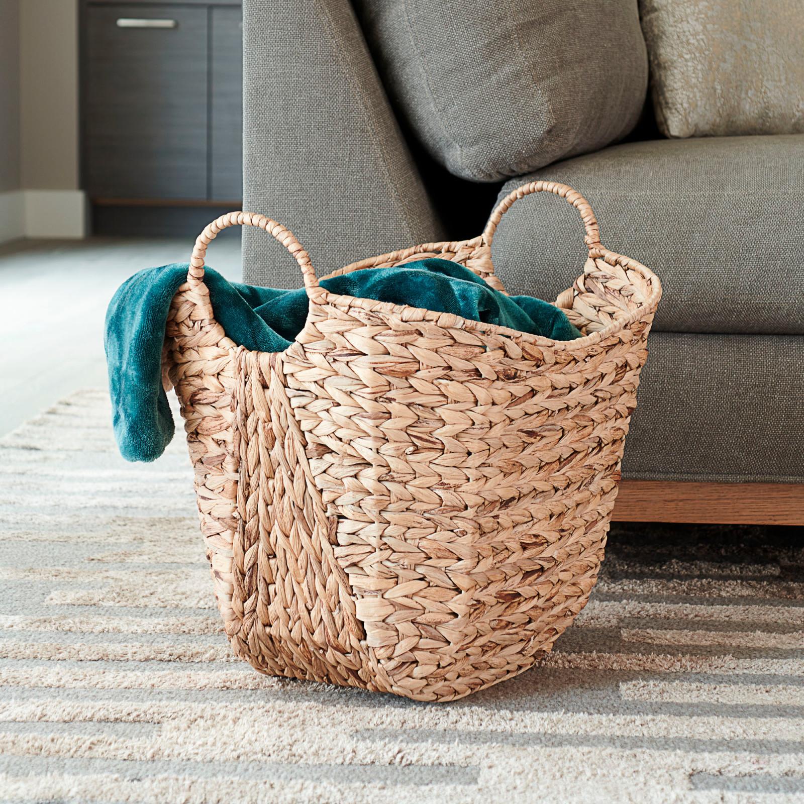 Water Hyacinth Wicker Basket with Handle 10 Water Hyacinth Wicker Basket with Handle