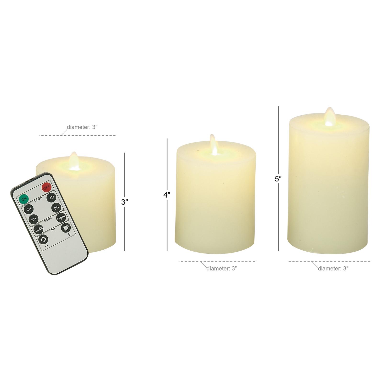 3-Piece Traditional Wax Flameless Candles Set 6 3-Piece Traditional Wax Flameless Candles Set
