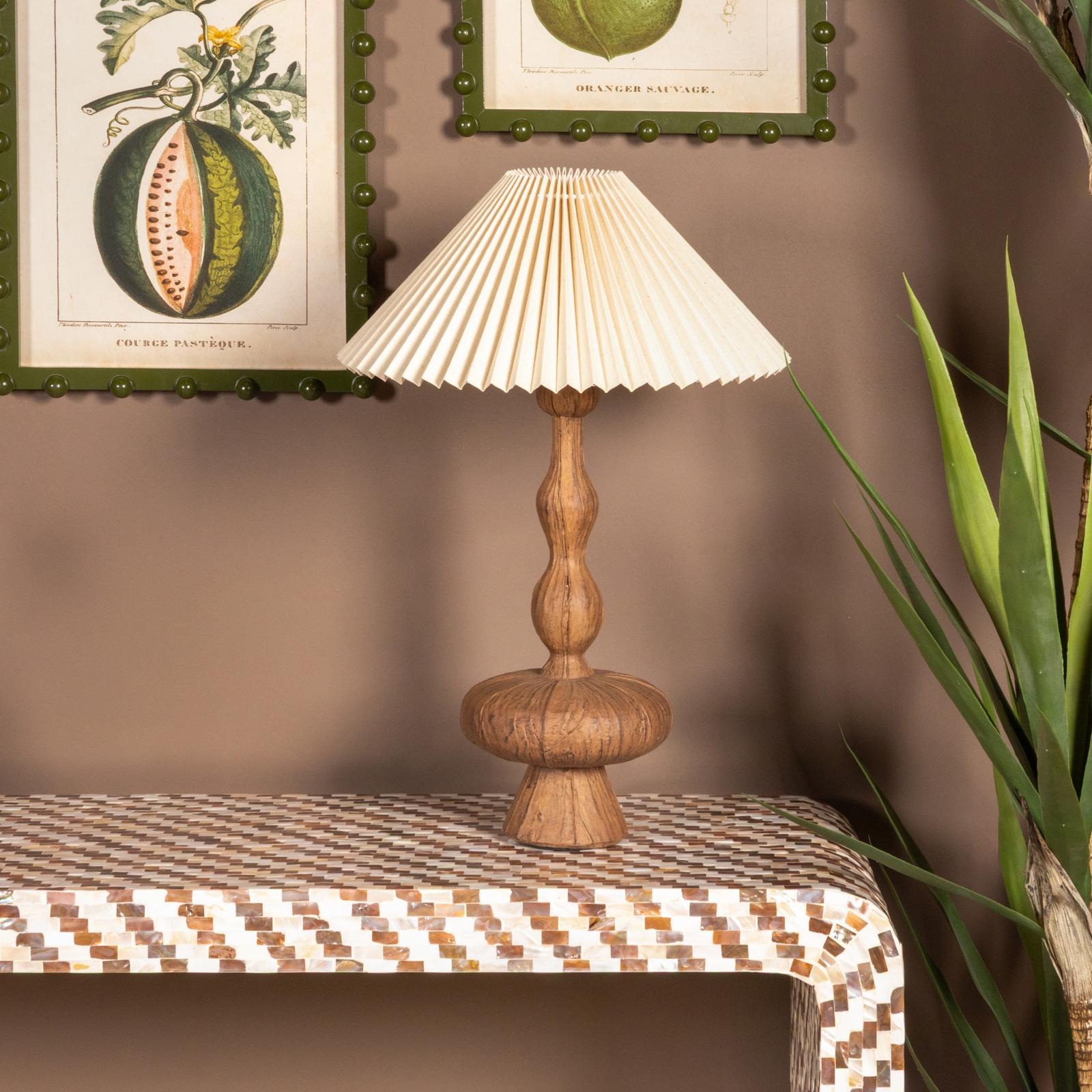 Andi Resin Lamp with Pleated Shade 1 Andi Resin Lamp with Pleated Shade