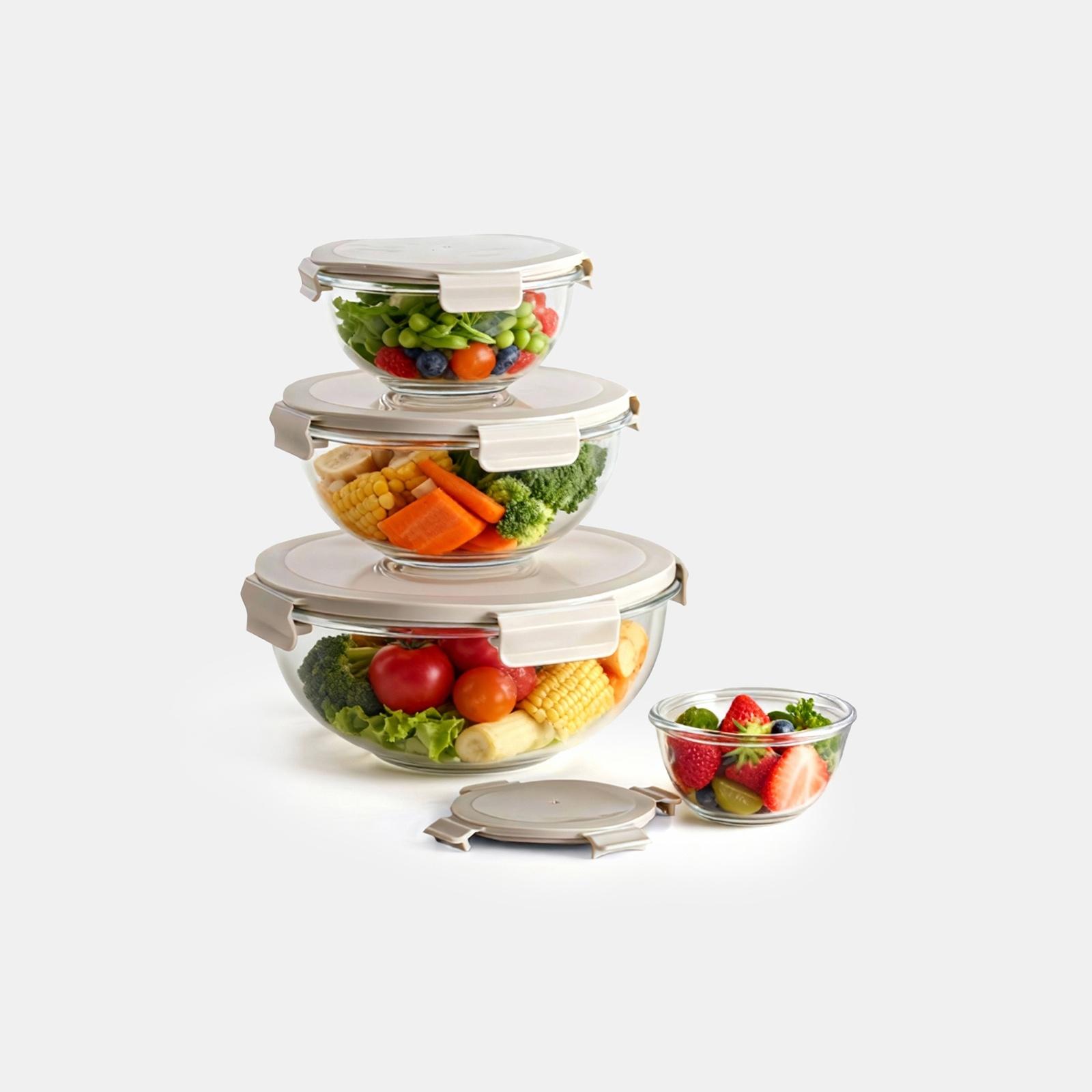 8-Piece Mix & Store Serve Glass Bowl Set 3 8-Piece Mix & Store Serve Glass Bowl Set