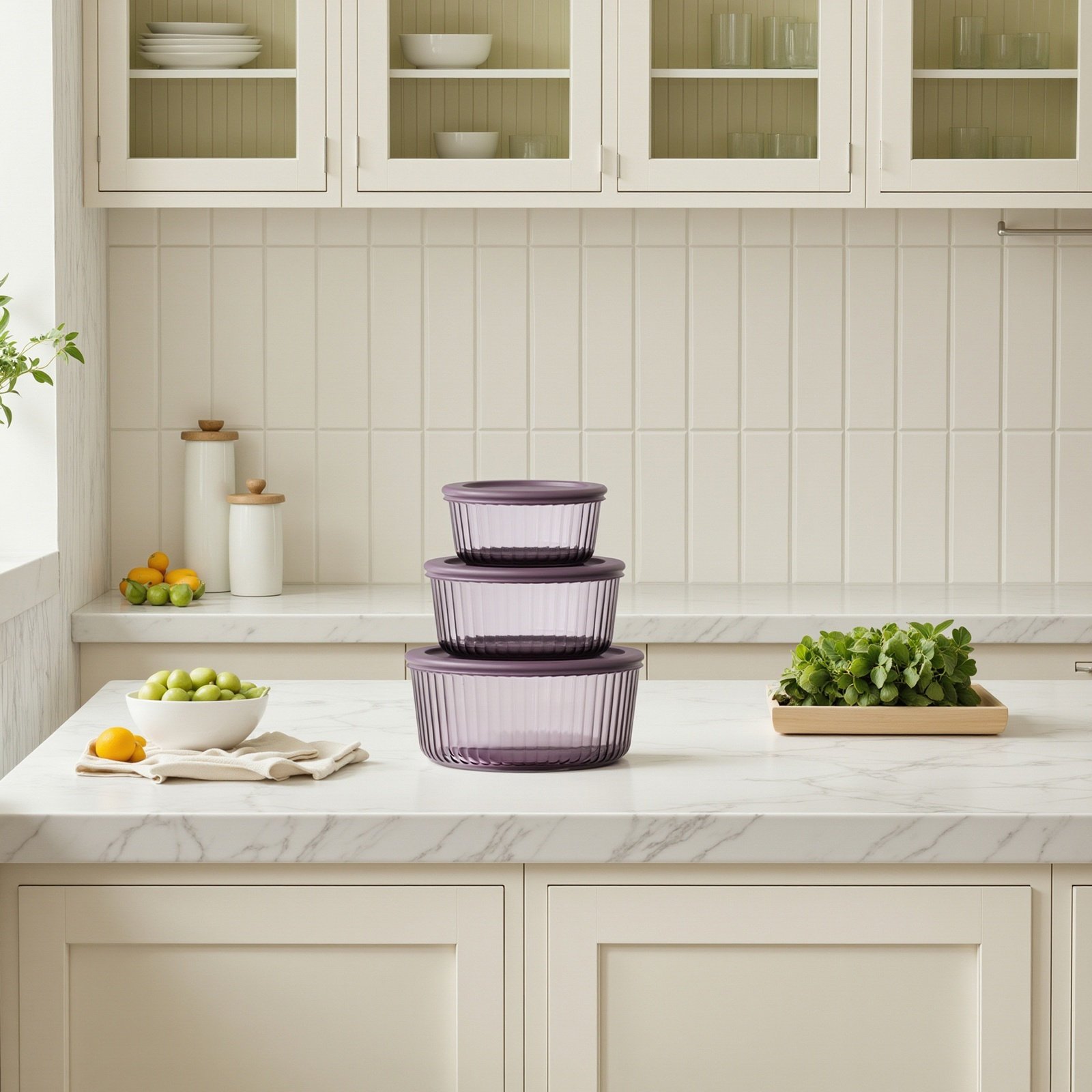 3-Piece Tinted Glass Container Set with Lids 5 3-Piece Tinted Glass Container Set with Lids