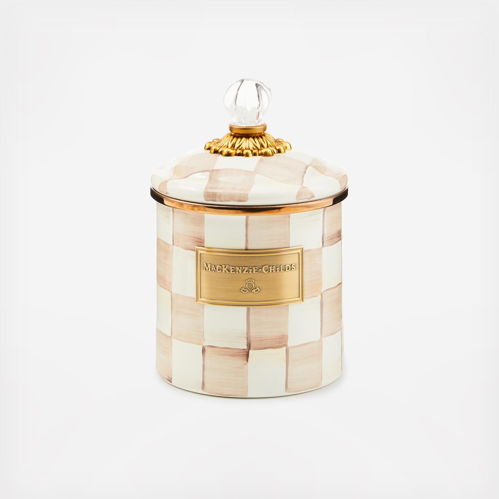 Mocha Check Enamel Steel Canister 1 Mocha Check Enamel Steel Canister