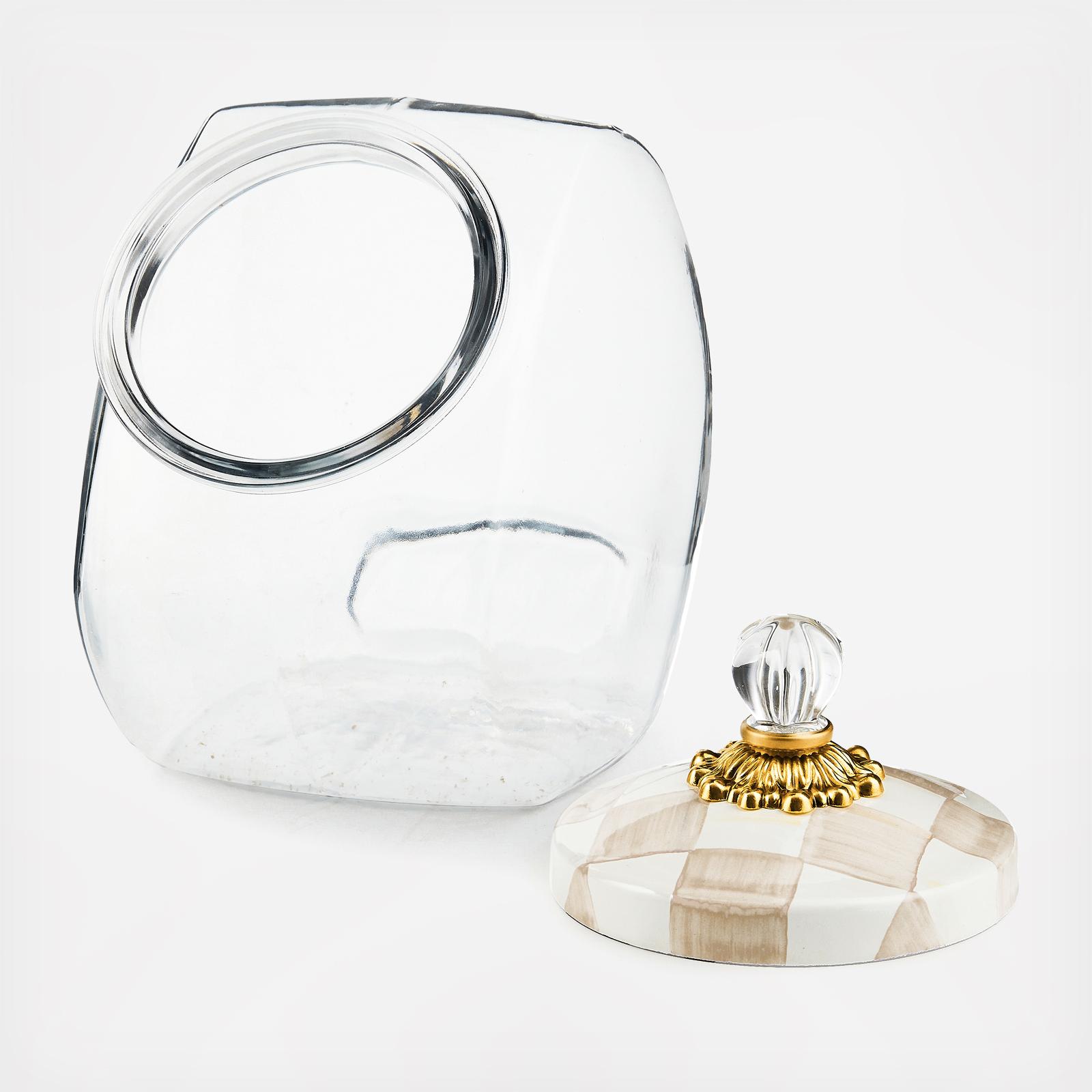 Glass Cookie Jar with Mocha Check Lid 4 Glass Cookie Jar with Mocha Check Lid