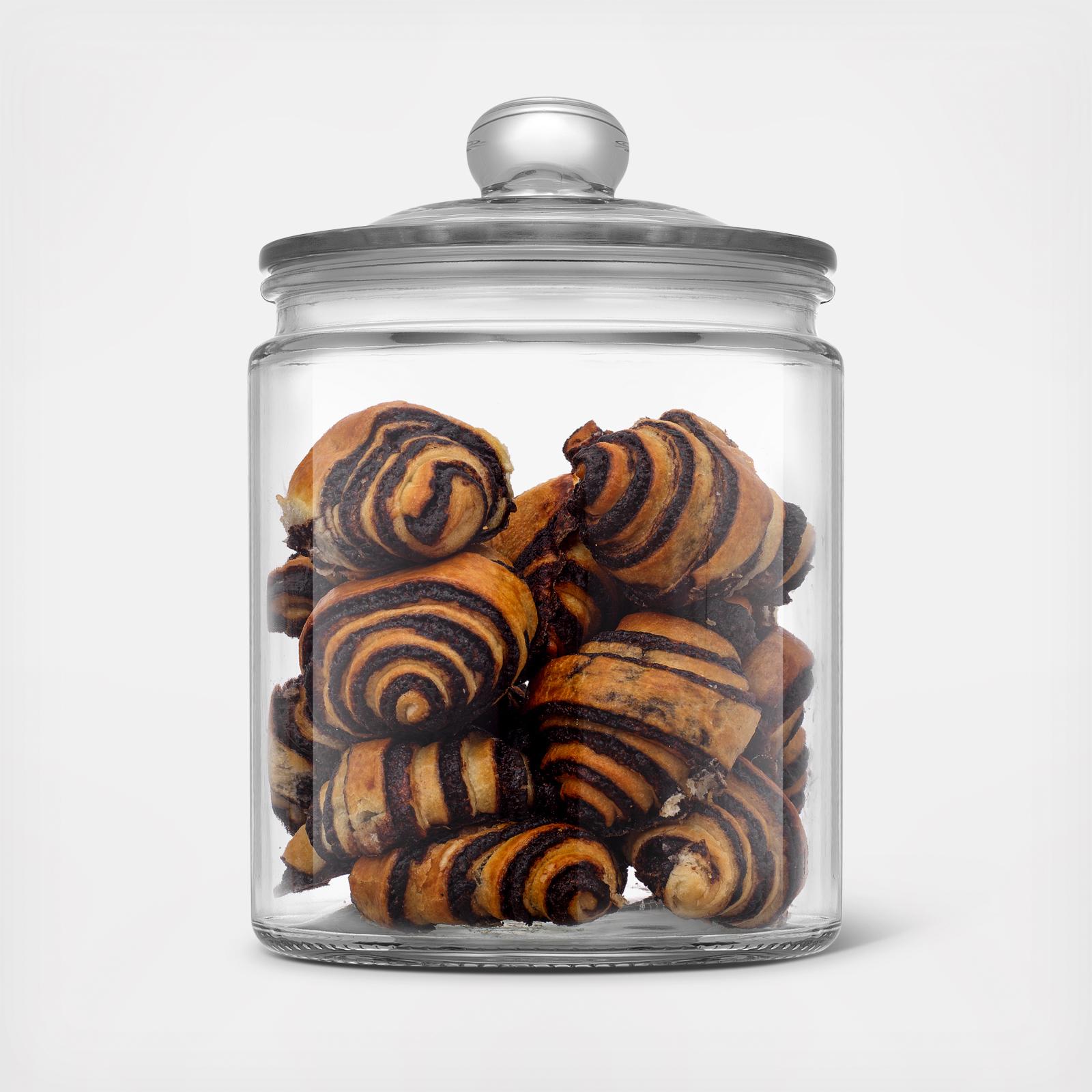 Joyful Glass Cookie Jar with Airtight Lid, Set of 2 6 Joyful Glass Cookie Jar with Airtight Lid, Set of 2