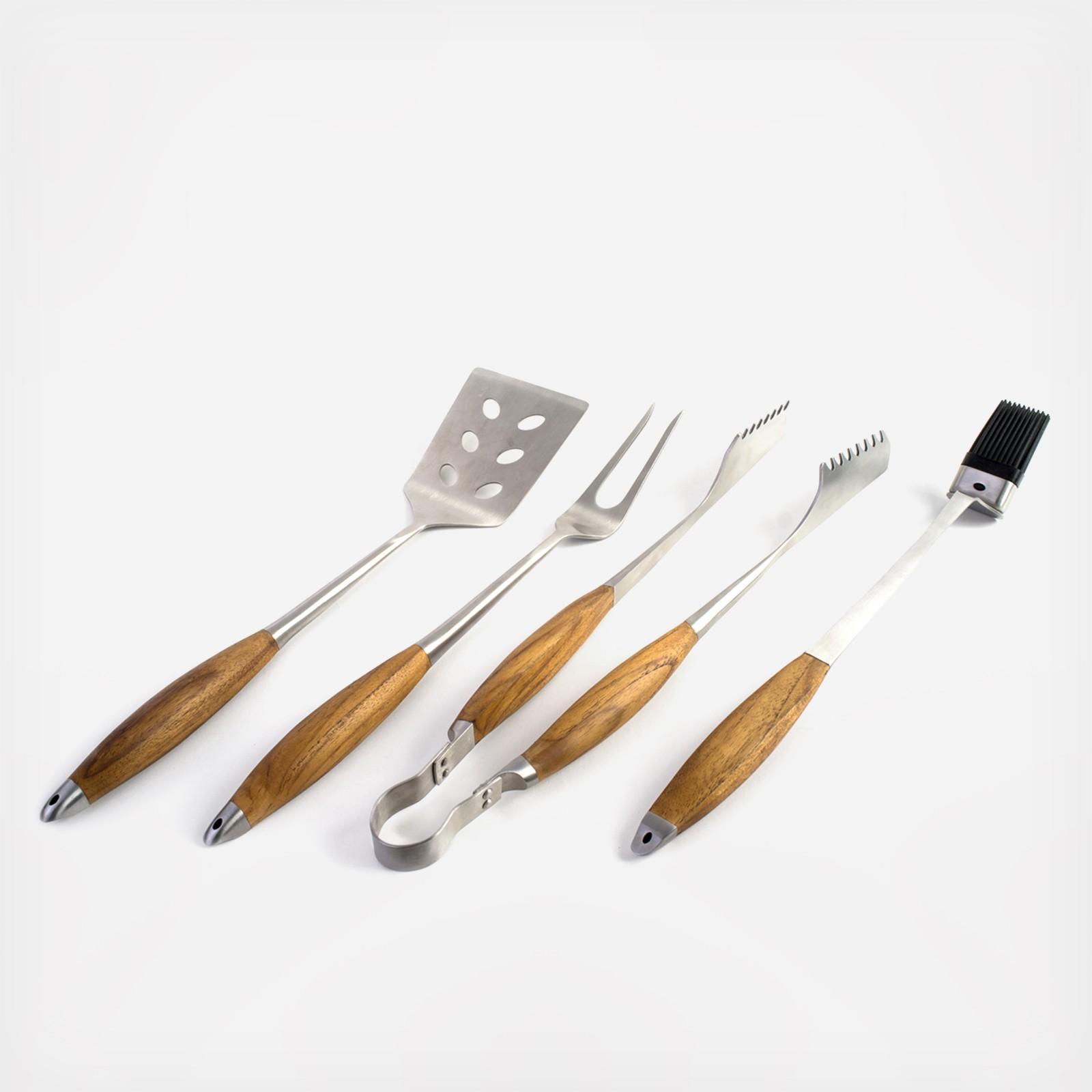 4-Piece Bonded Teak Grill Tool Set