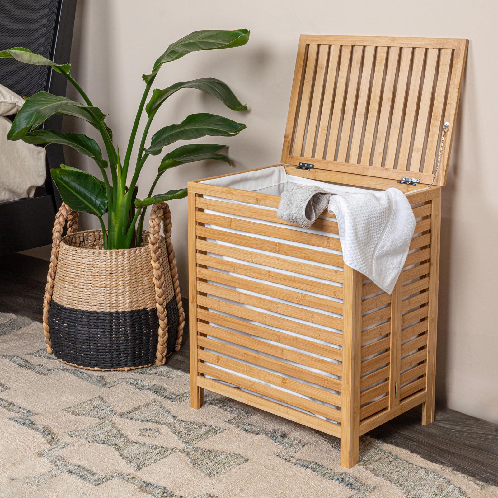 Slated Hamper with Cotton Bag 13 Slated Hamper with Cotton Bag