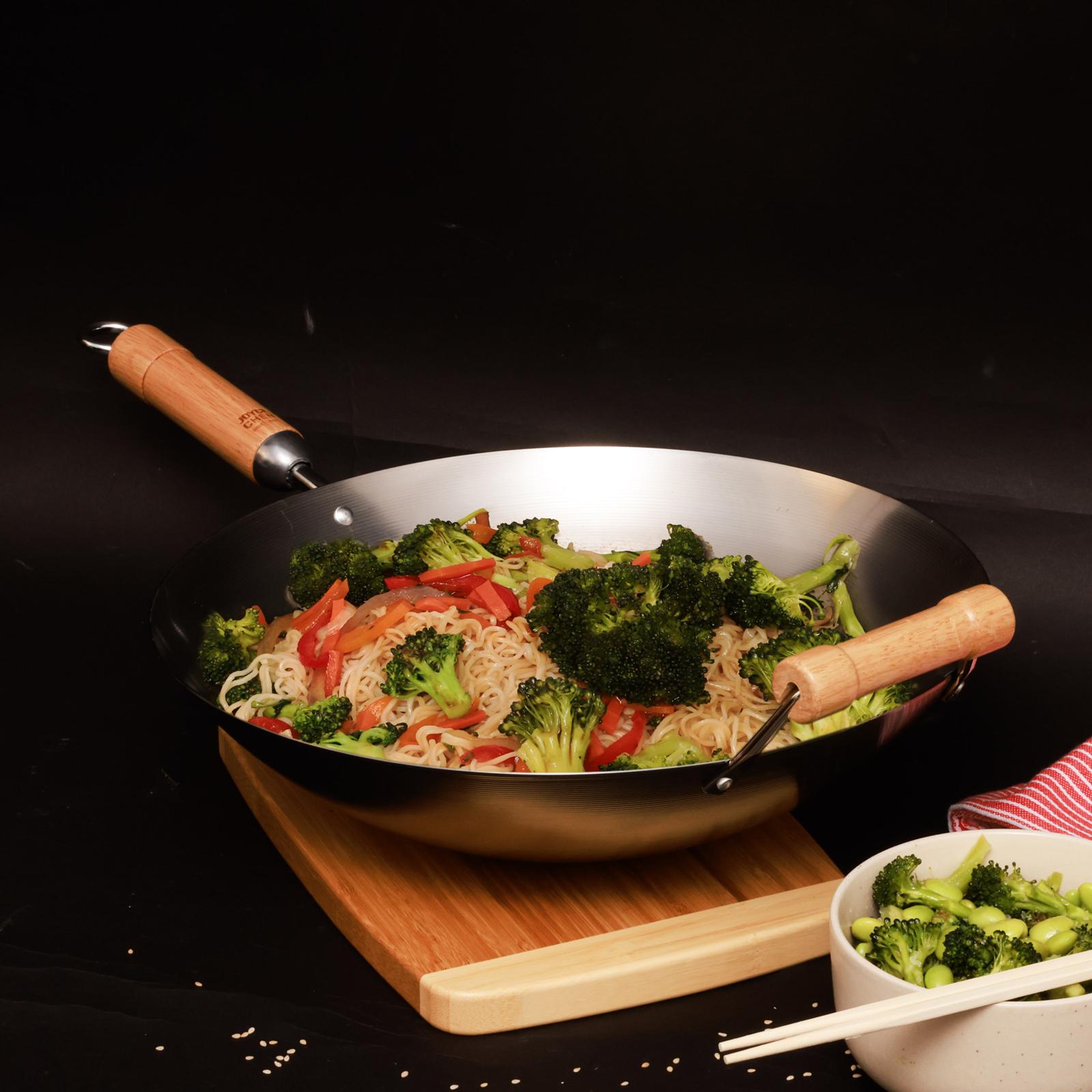 Classic Series Round Bottom Wok with Birch Handles 5 Classic Series Round Bottom Wok with Birch Handles
