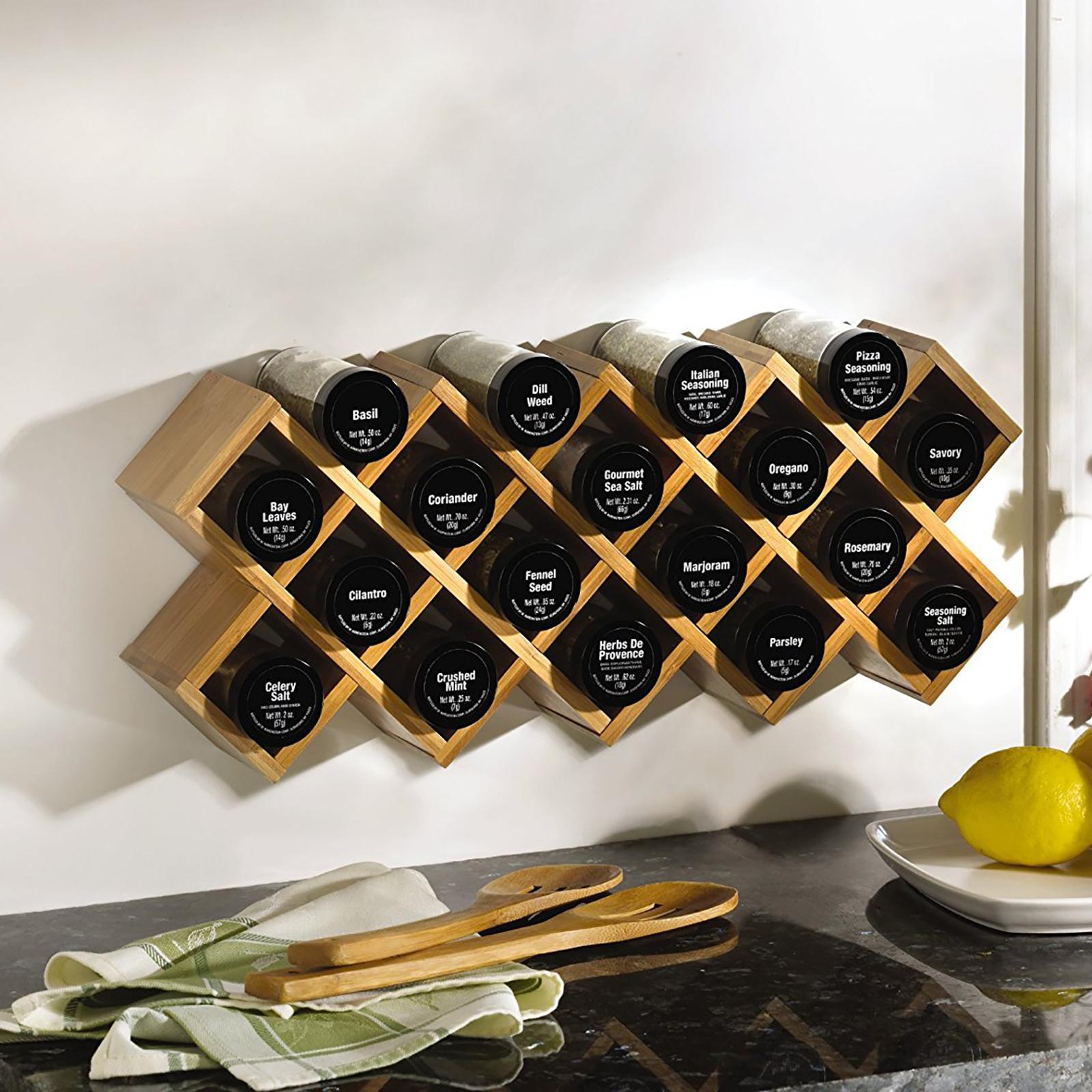 Criss-Cross Bamboo 18-Jar Spice Rack 7 Criss-Cross Bamboo 18-Jar Spice Rack