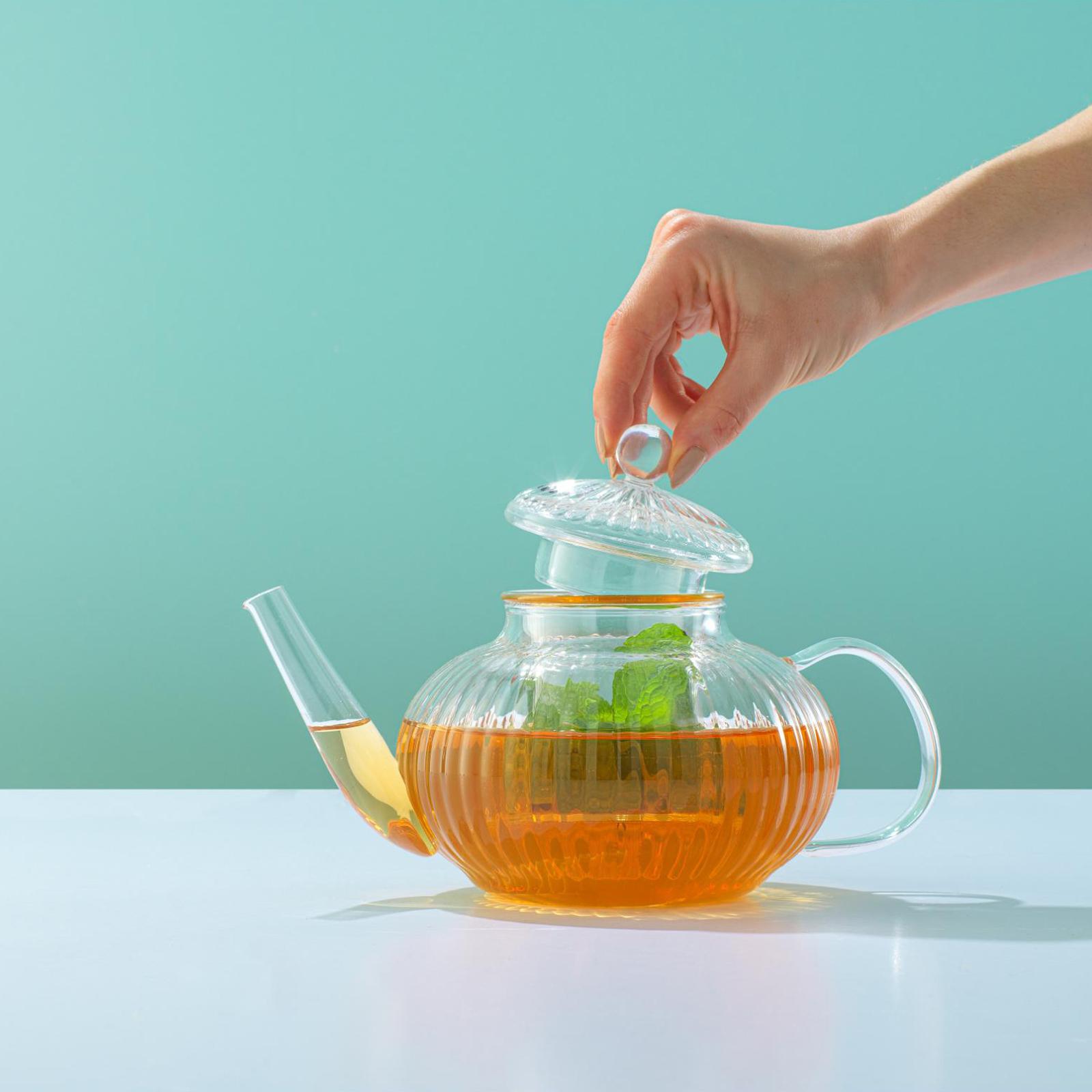 Fluted Glass Tea Kettle 12 Fluted Glass Tea Kettle