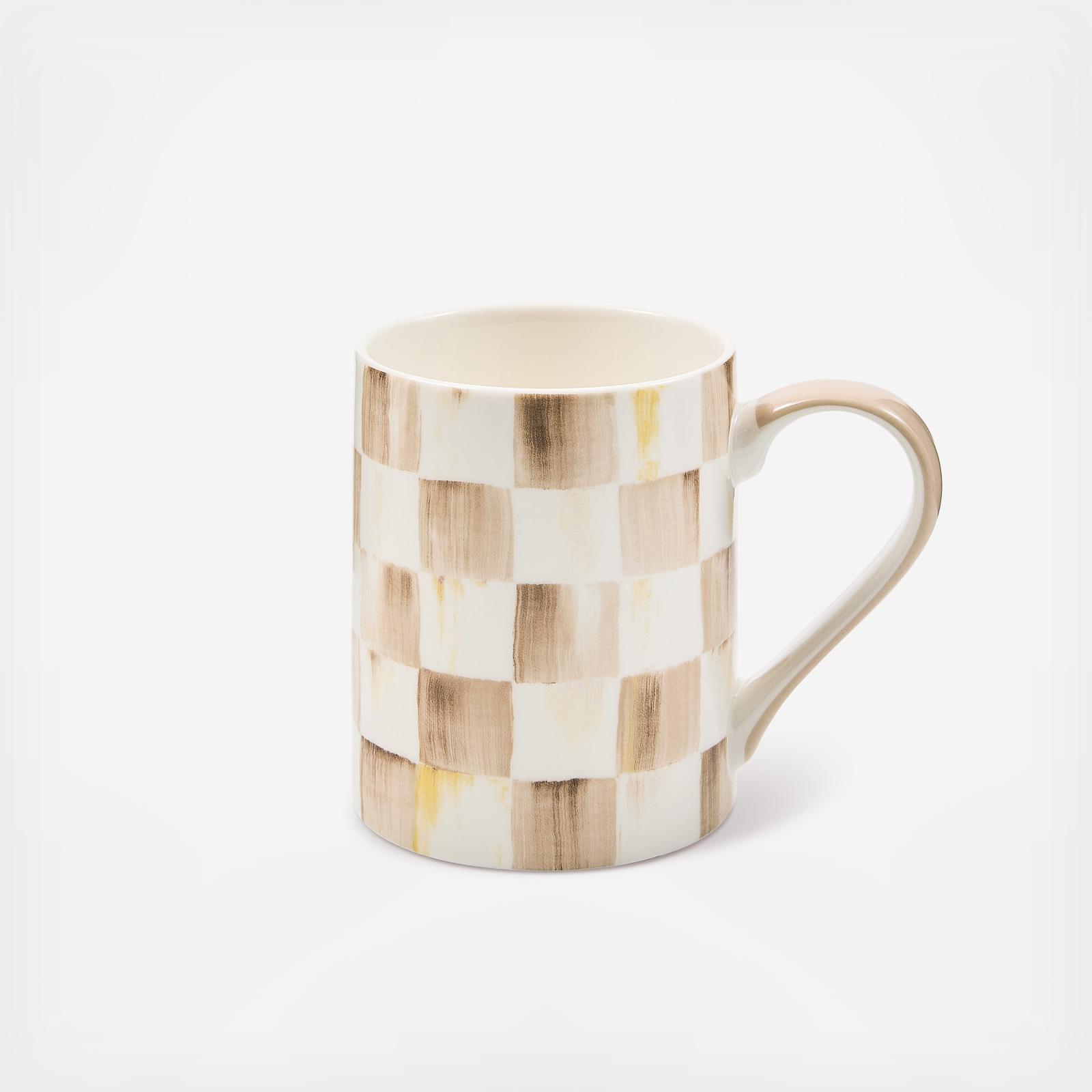 Mocha Check Porcelain Coffee Mug 2 Mocha Check Porcelain Coffee Mug
