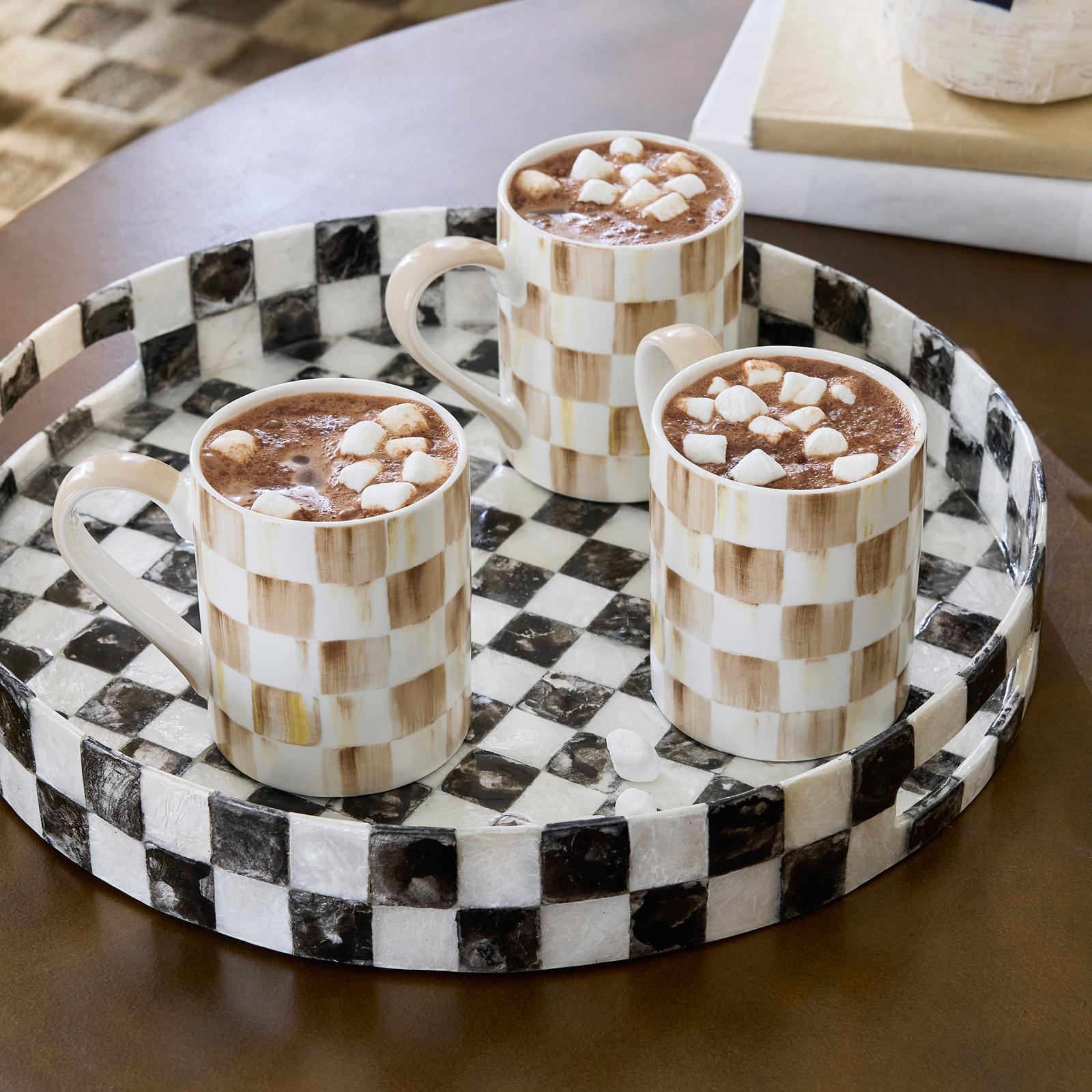 Mocha Check Porcelain Coffee Mug 3 Mocha Check Porcelain Coffee Mug