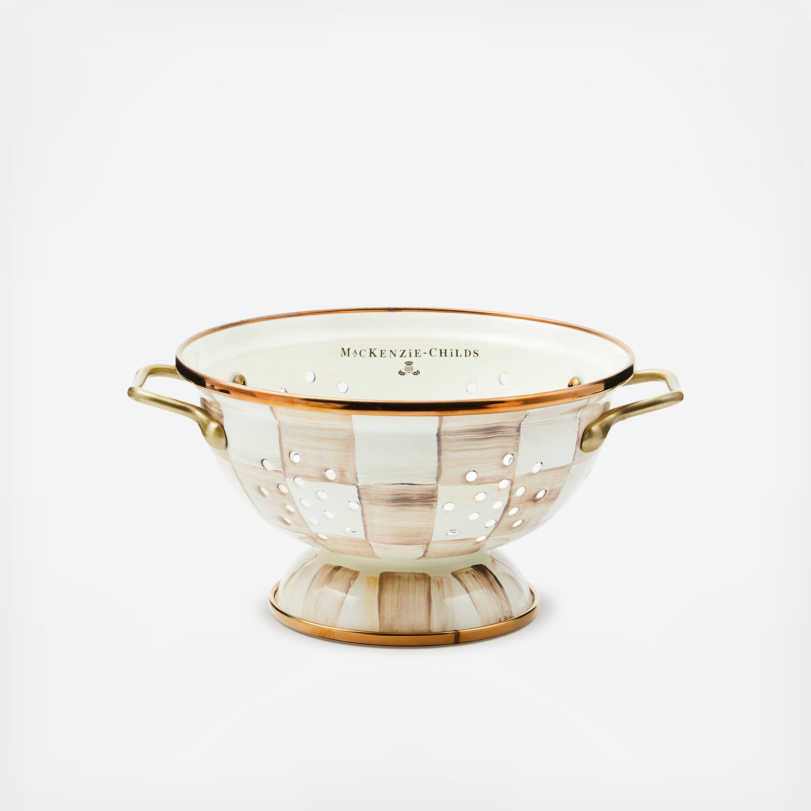 Mocha Check Stainless Steel Colander 12 Mocha Check Stainless Steel Colander