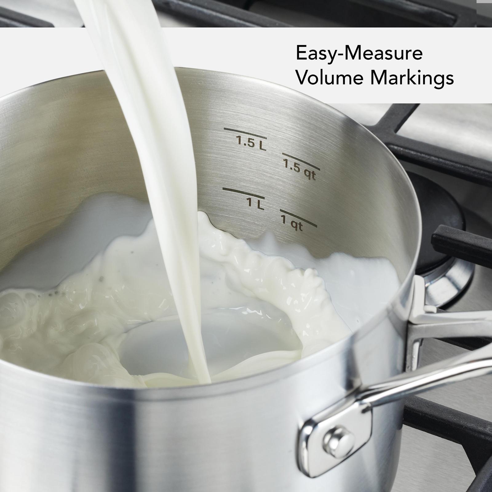 Stainless Steel Saucepan with Measuring Marks and Lid