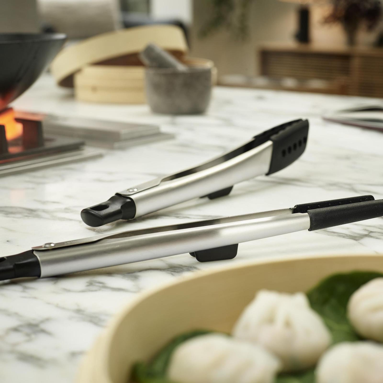Elevate Fusion 2-Piece Silicone Tong Set with Integrated Tool Rests