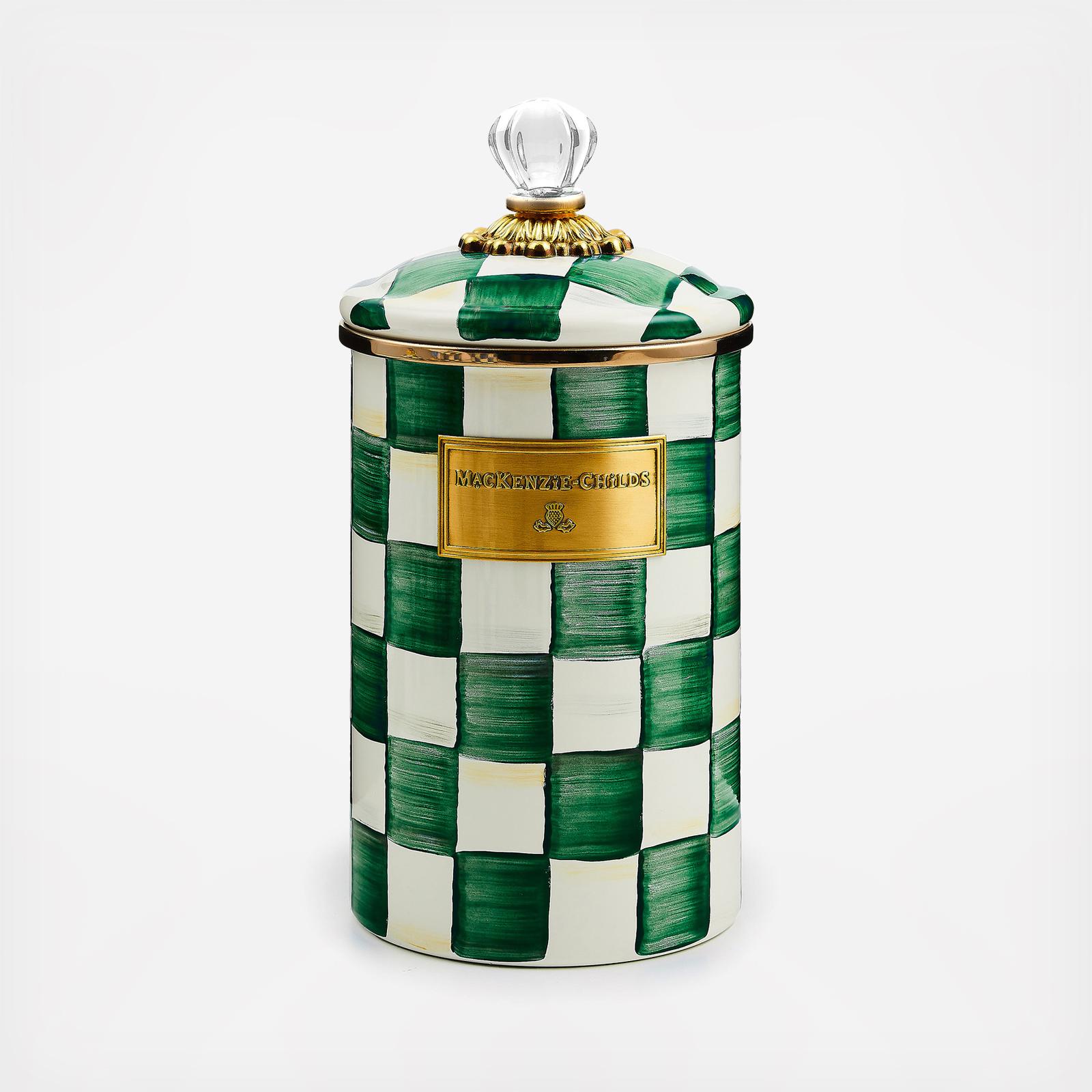 Emerald Check Enamel Canister
