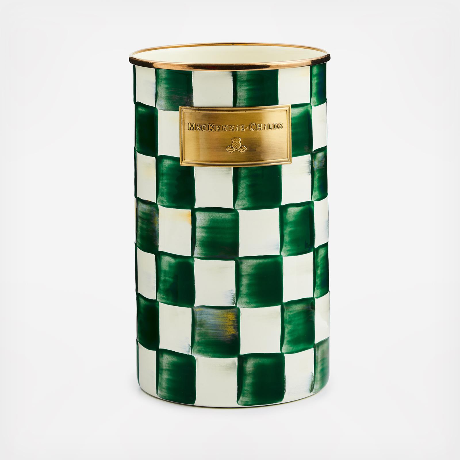 Emerald Check Stainless Steel Utensil Holder 1 Emerald Check Stainless Steel Utensil Holder