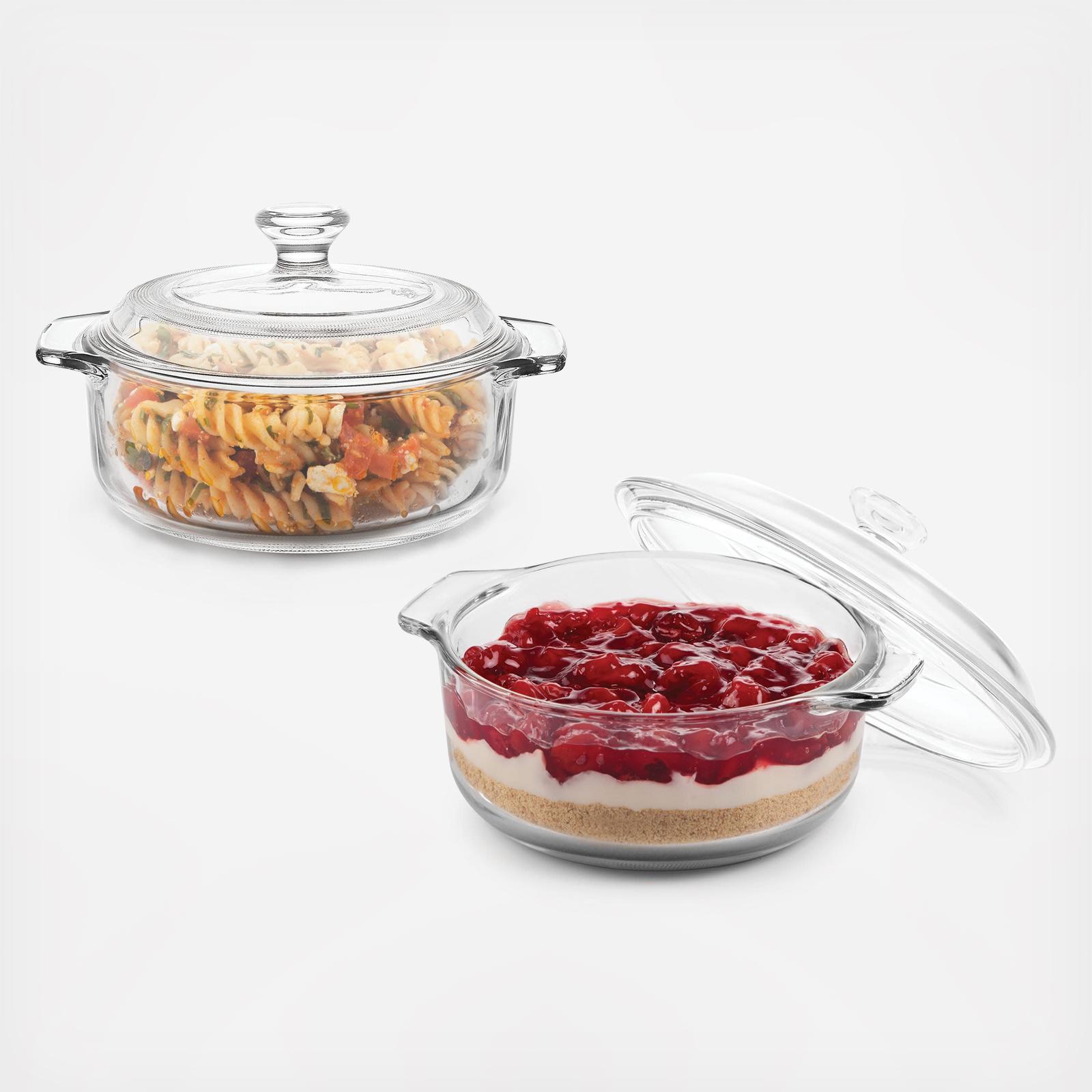 Baker's Basics Casserole Dish with Glass Cover, Set of 2 2 Baker's Basics Casserole Dish with Glass Cover, Set of 2