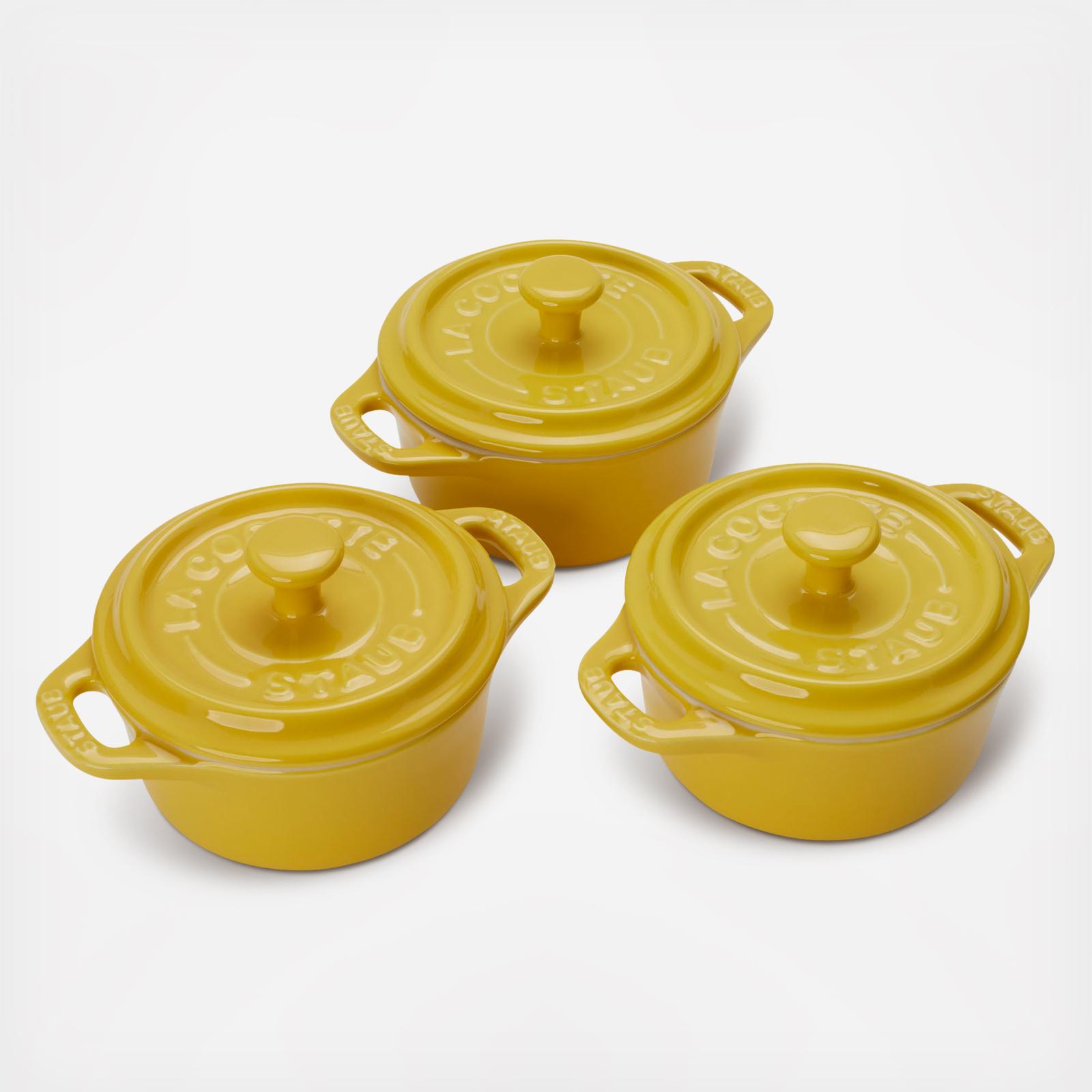 Rustic Mini Round Cocotte, Set of 3 7 Rustic Mini Round Cocotte, Set of 3