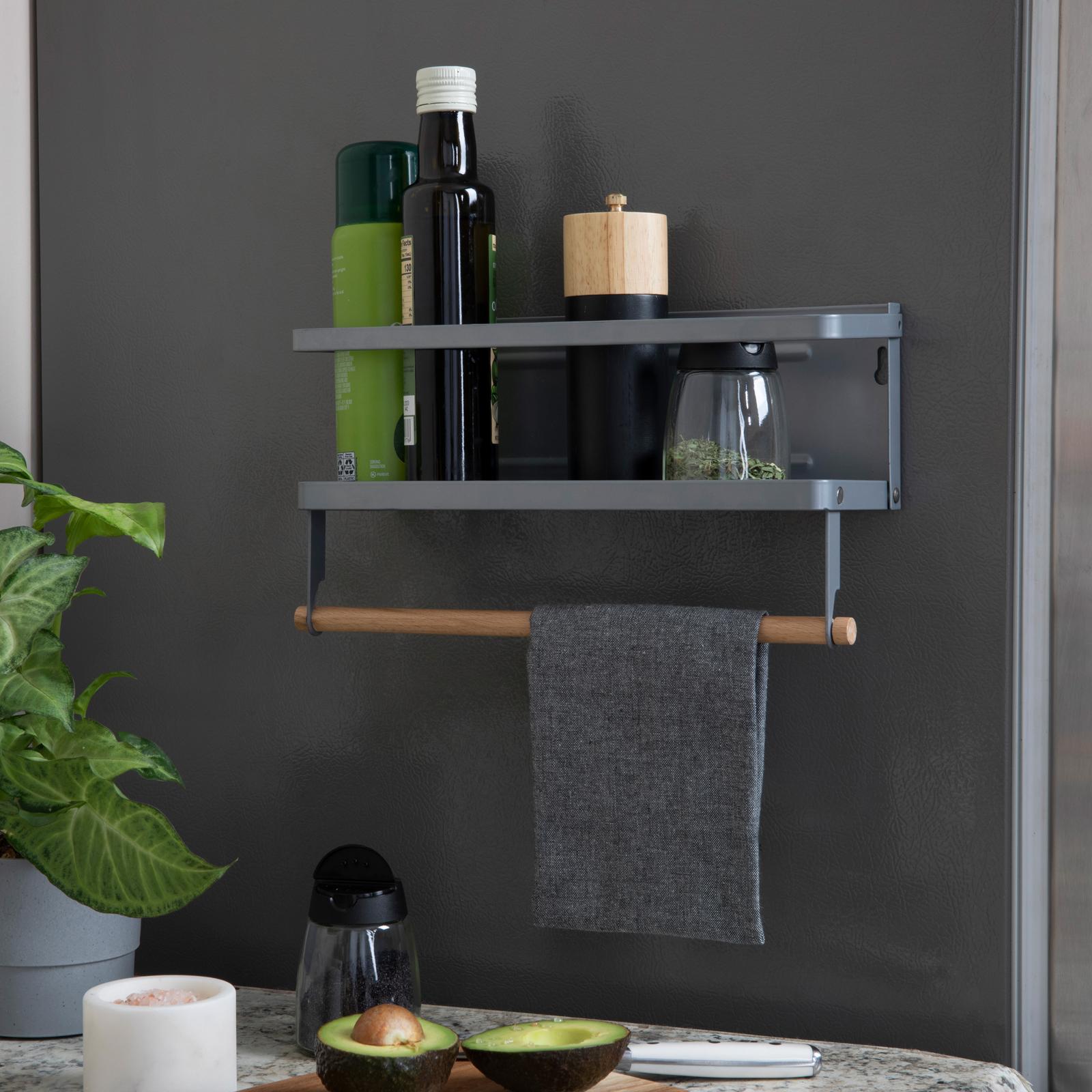 Metal Magnetic Spice Rack with Paper Towel Holder 1 Metal Magnetic Spice Rack with Paper Towel Holder