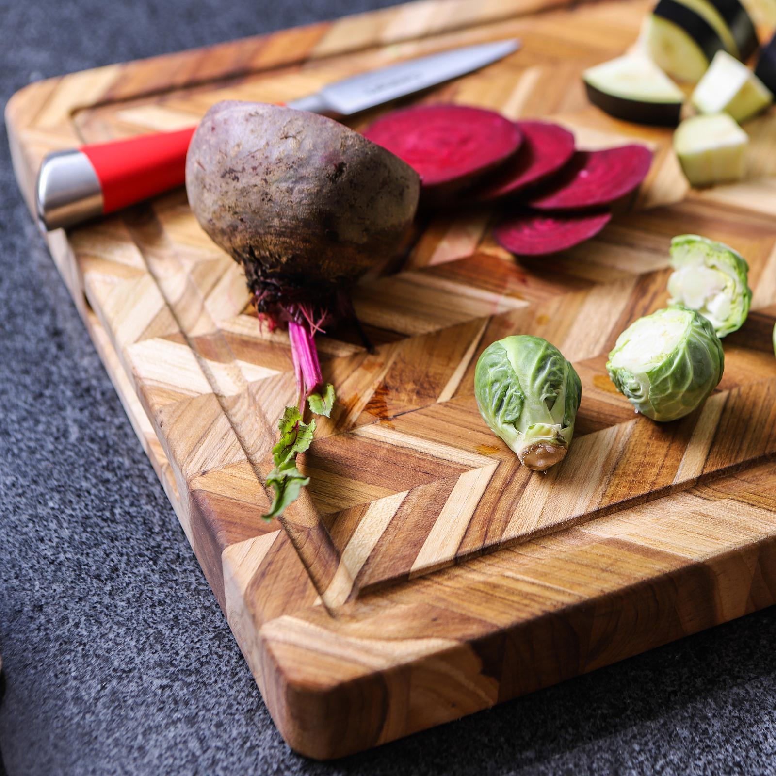 Herringbone Cutting Board with Juice Canal & Handgrips 8 Herringbone Cutting Board with Juice Canal & Handgrips