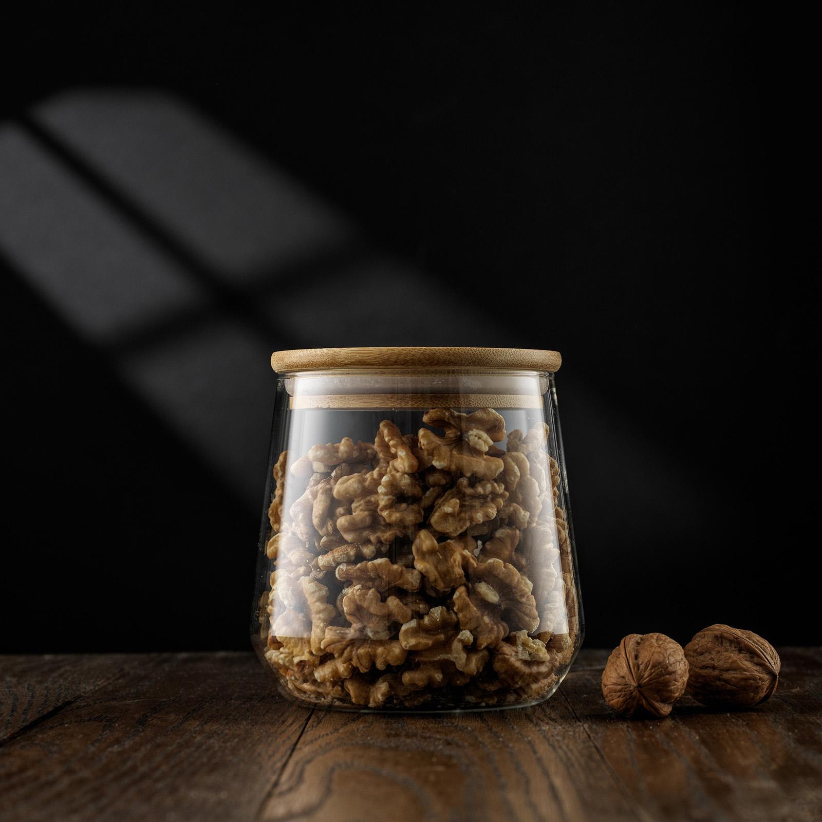 Joyful Glass Cookie Jar with Bamboo Lid