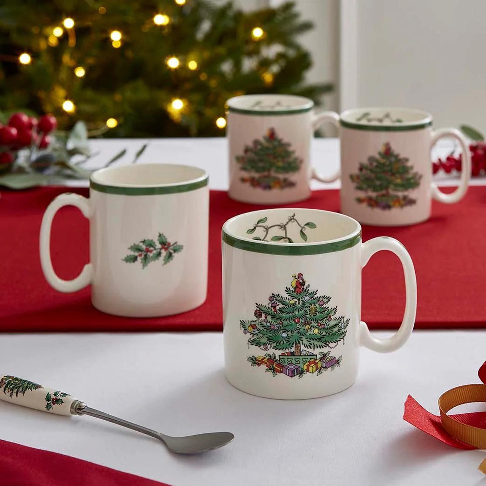Christmas Tree Coffee Mug, Set of 4 4 Christmas Tree Coffee Mug, Set of 4