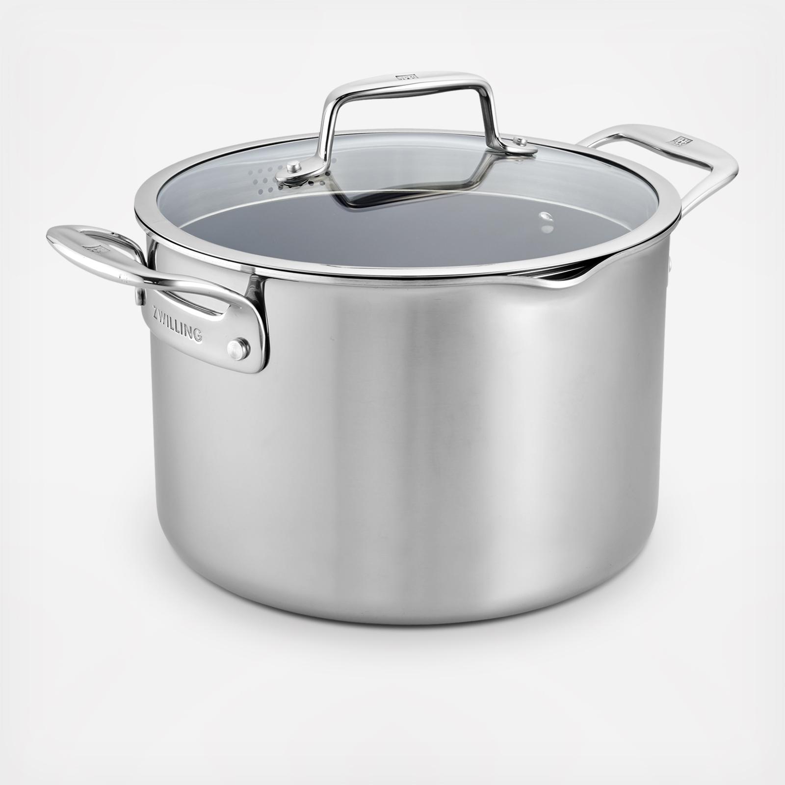 Clad CFX Stock Pot with Strainer Lid and Pouring Spouts