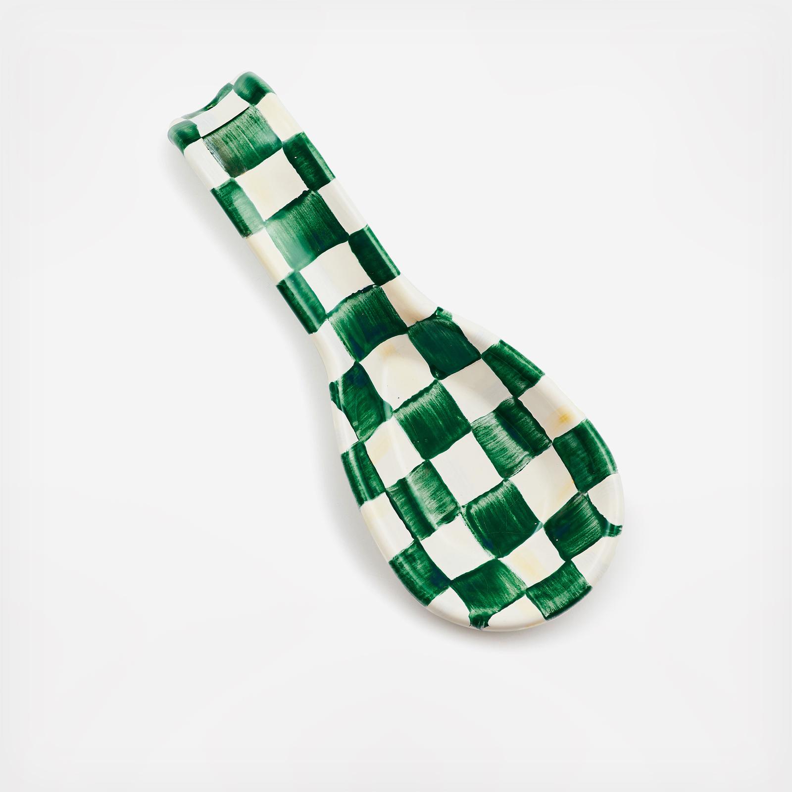 Emerald Check Enamel Spoon Rest 2 Emerald Check Enamel Spoon Rest