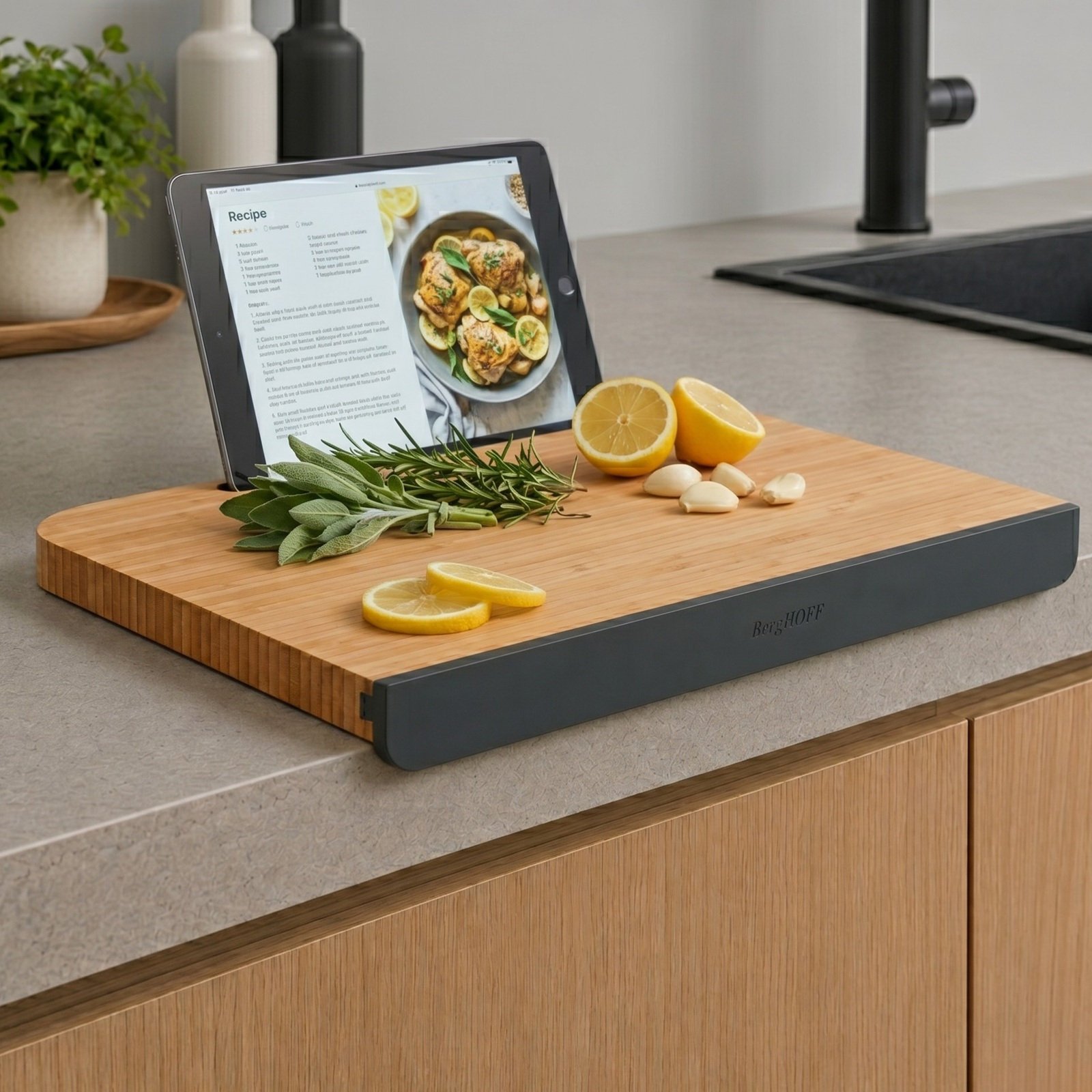 Elements Bamboo Cutting Board with Tablet Stand 13 Elements Bamboo Cutting Board with Tablet Stand