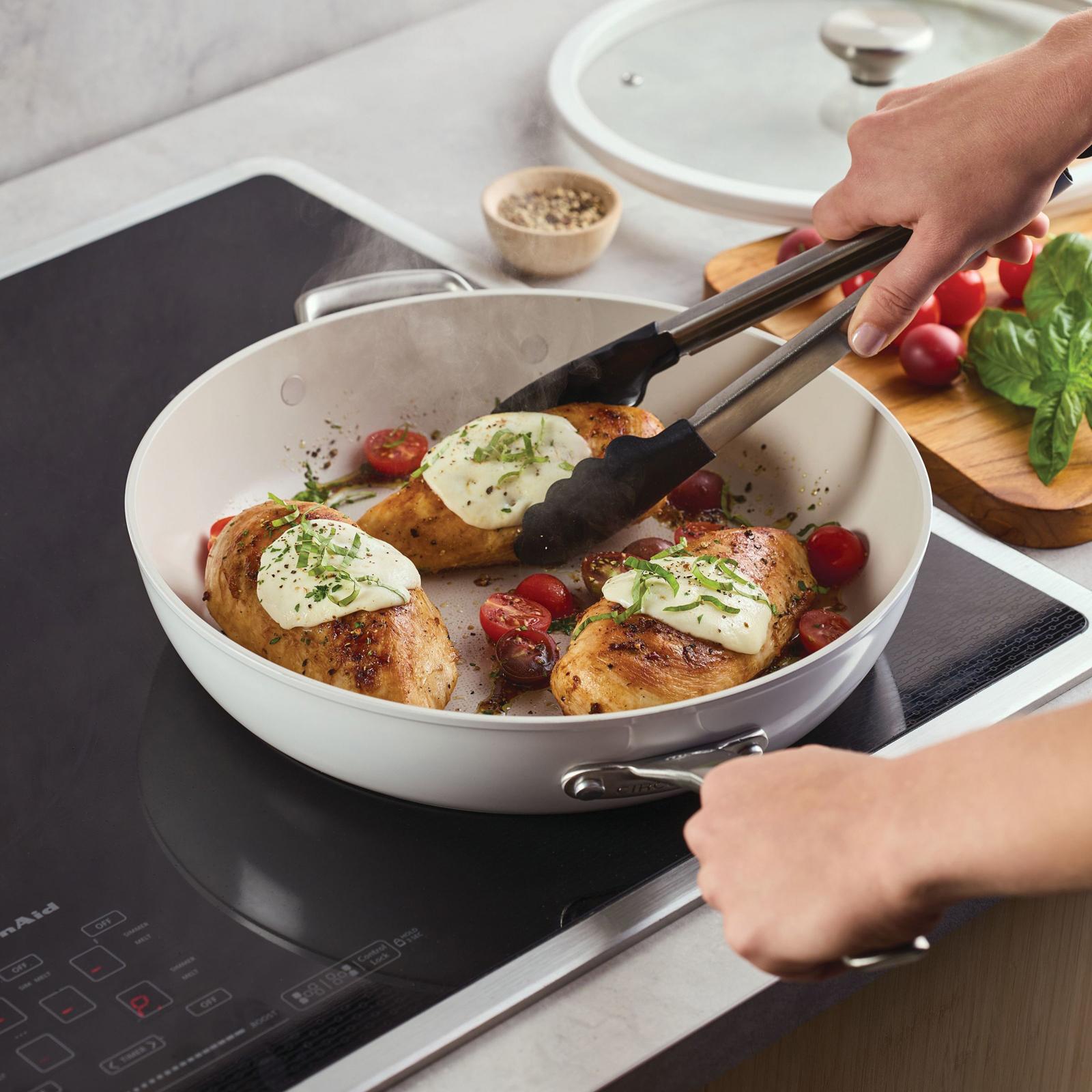 Halo Ceramic with LaserDefense Nonstick Frying Pan with Lid & Helper Handle 10 Halo Ceramic with LaserDefense Nonstick Frying Pan with Lid & Helper Handle