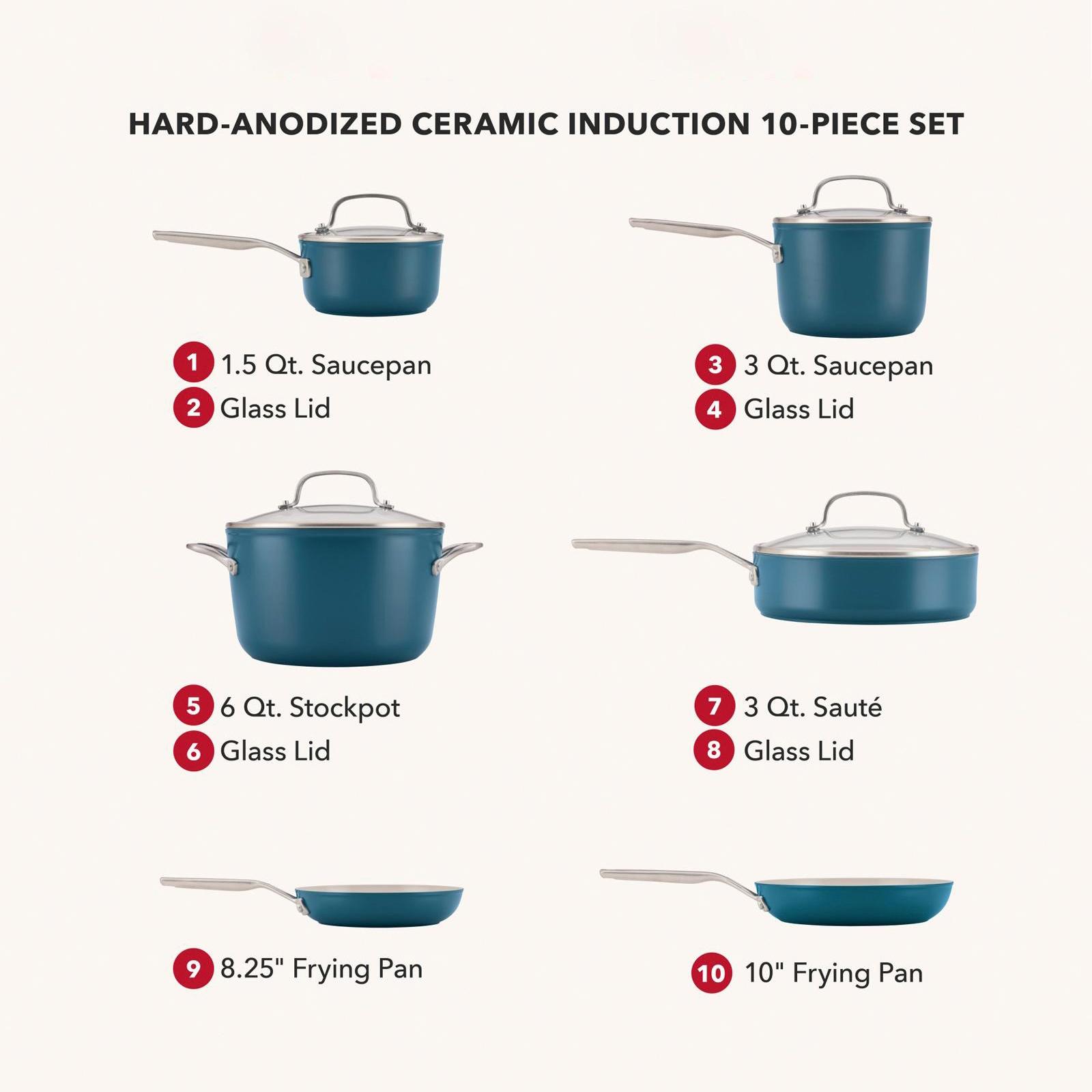Hard Anodized Ceramic Induction 10-Piece Cookware Set 8 Hard Anodized Ceramic Induction 10-Piece Cookware Set
